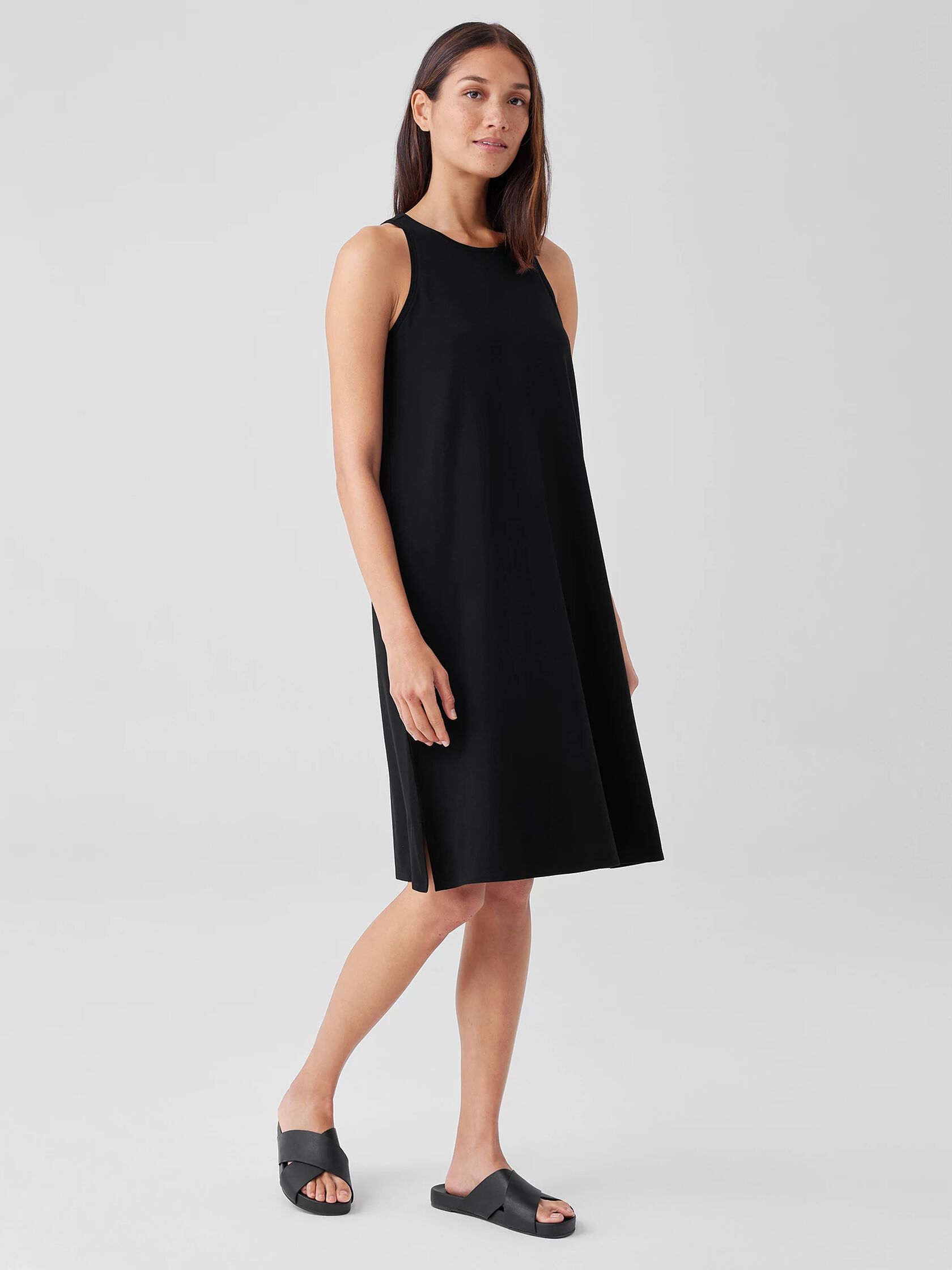Stretch Jersey Knit Round Neck Tank Dress