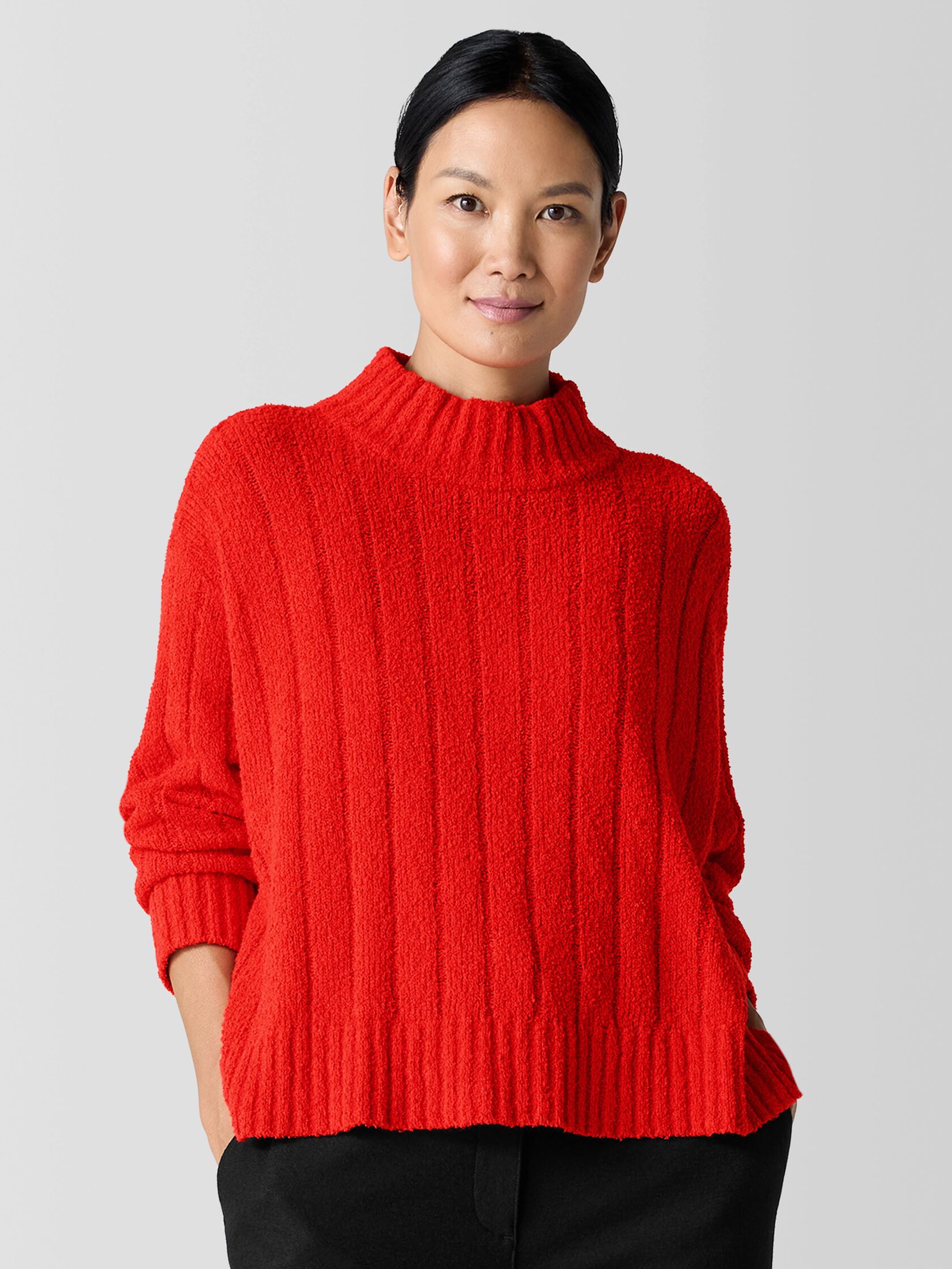Cotton Fluff Rib Turtleneck Top