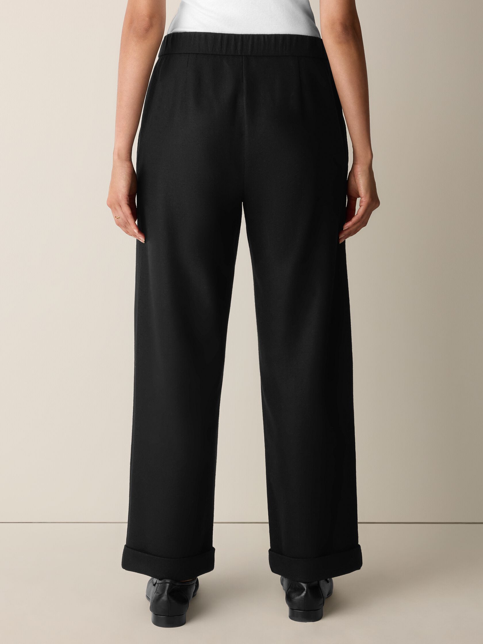 Felted Wool Jersey Straight Cuffed Pant&nbsp;in Regenerative Wool