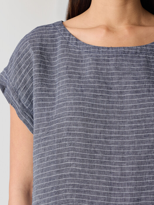 eileen fisher linen ballet neck cap sleeved dress Eileen Fisher Ballet Neck Square Linen Top