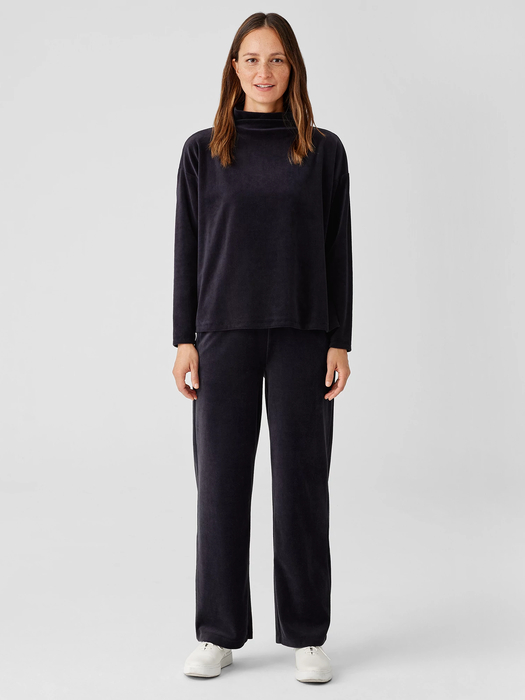 Cotton Velour Funnel Neck Box-Top