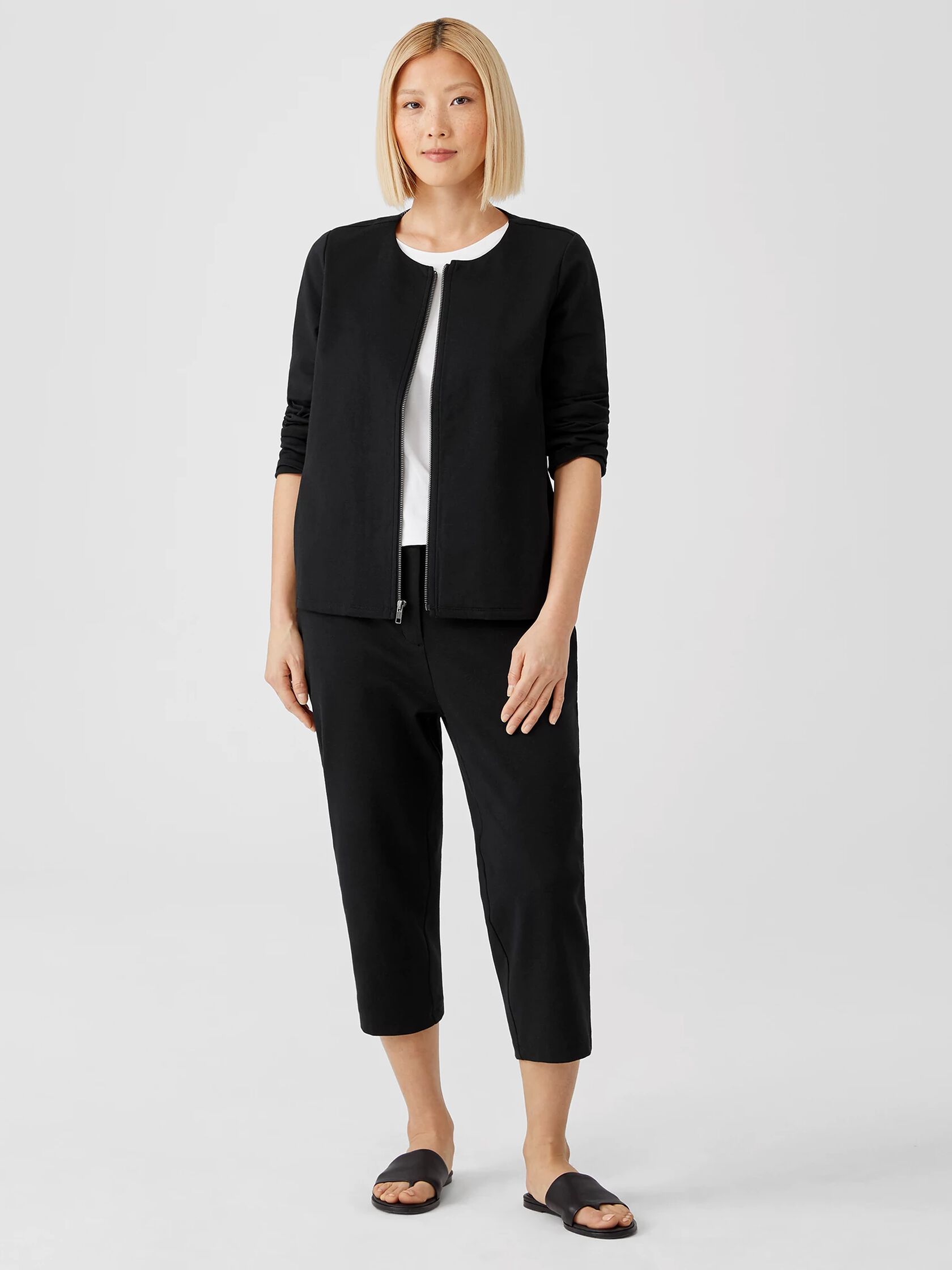 Organic Cotton Ponte Zip-Front Jacket