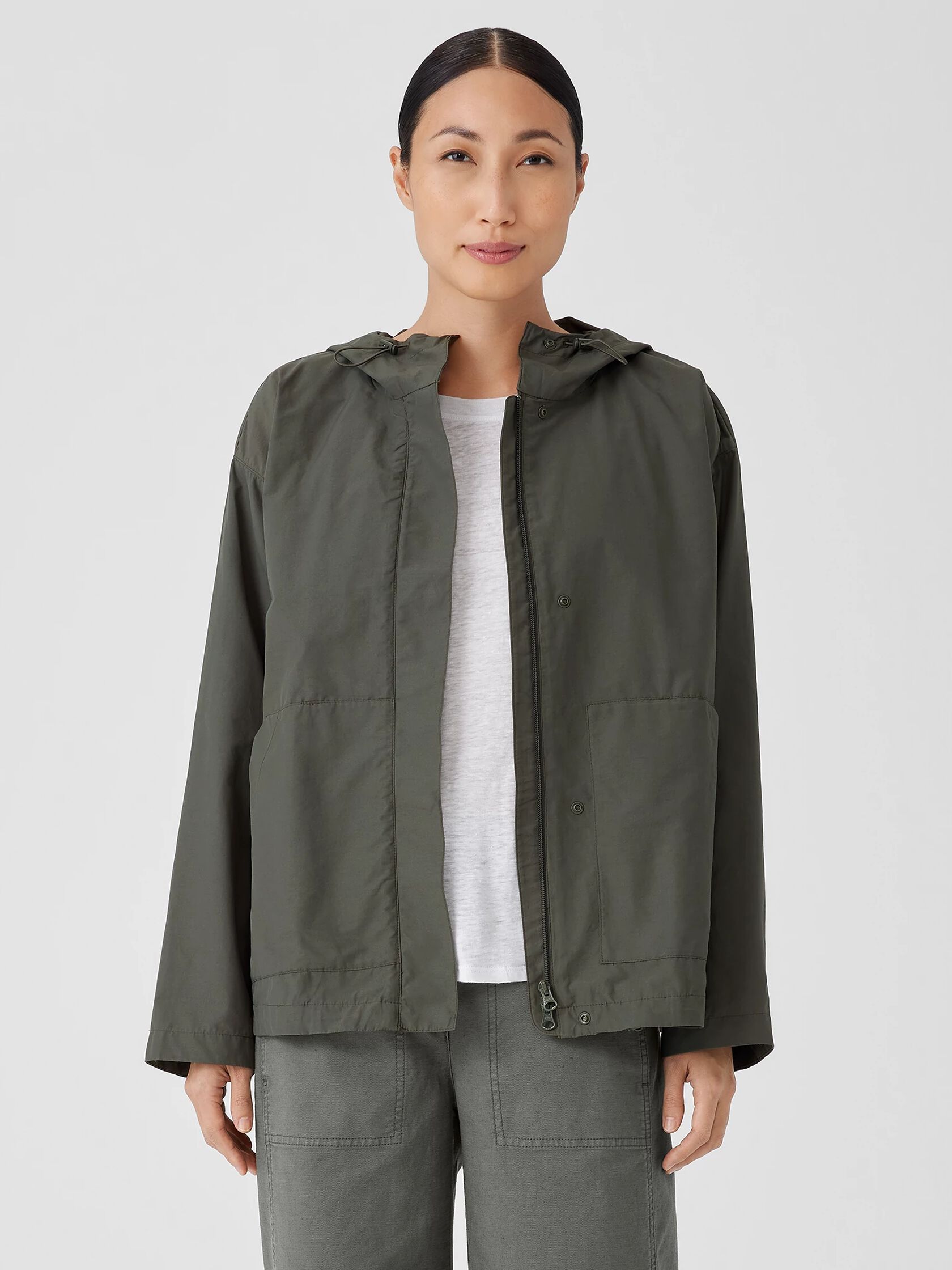Light Cotton Nylon Hooded Jacket
