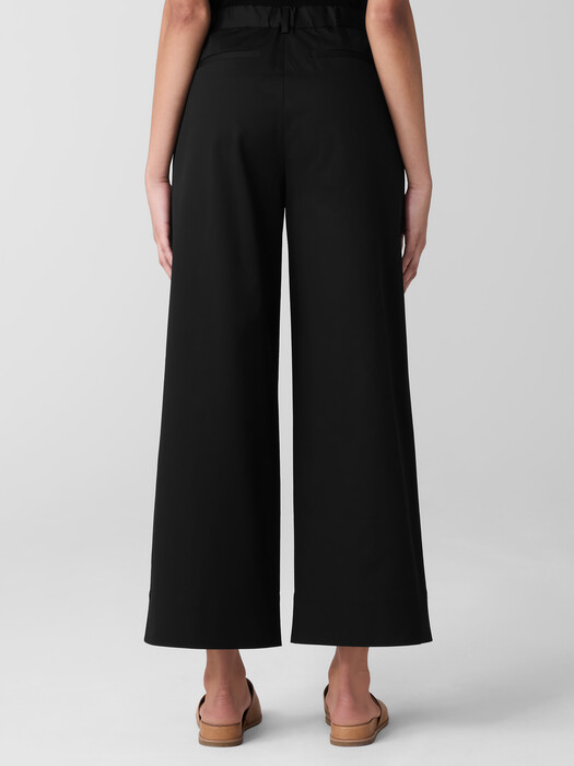 Stretch Cotton Twill Wide-Leg Trouser Pant