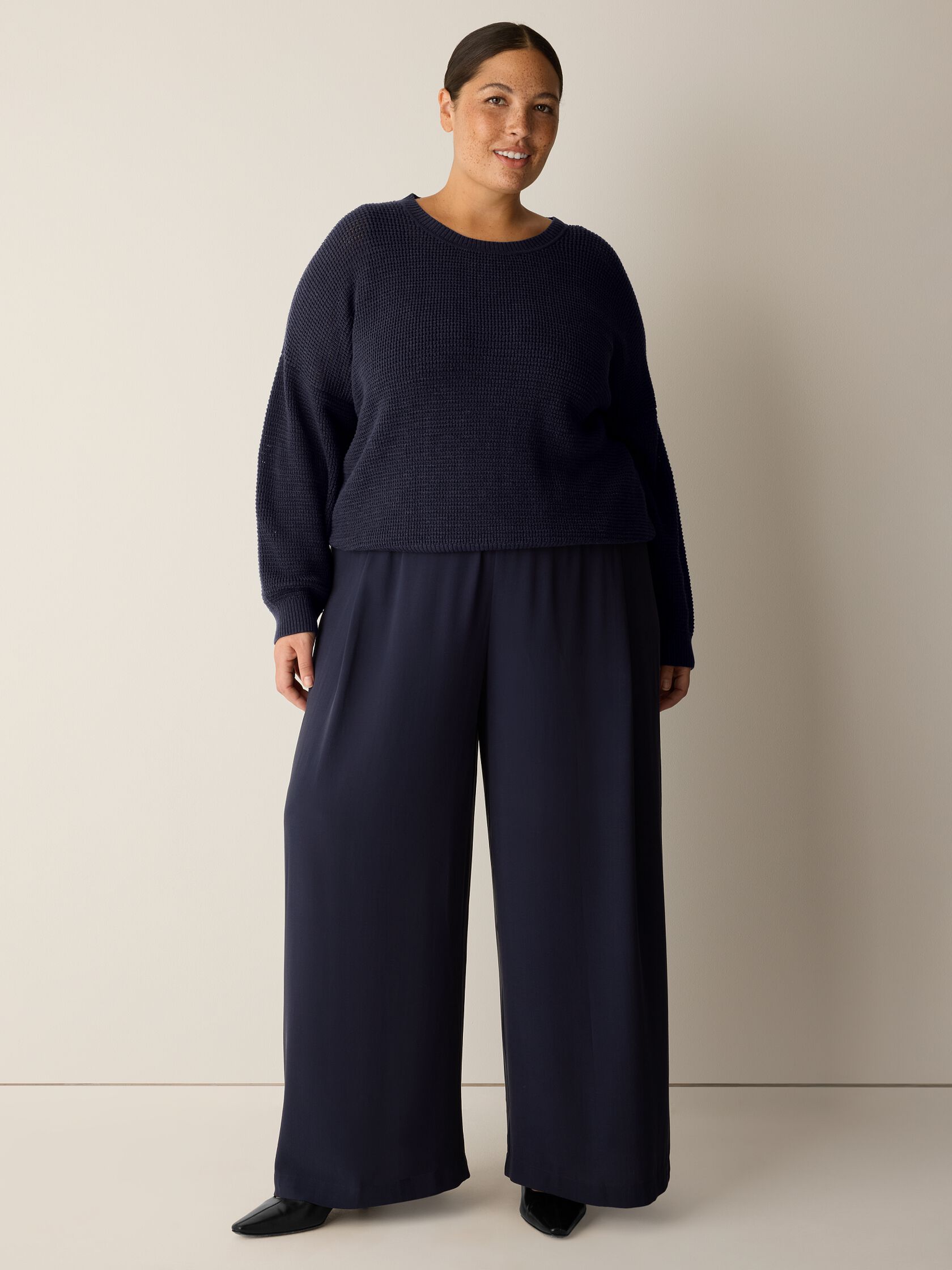 Silk Georgette Crepe Wide-Leg Pant