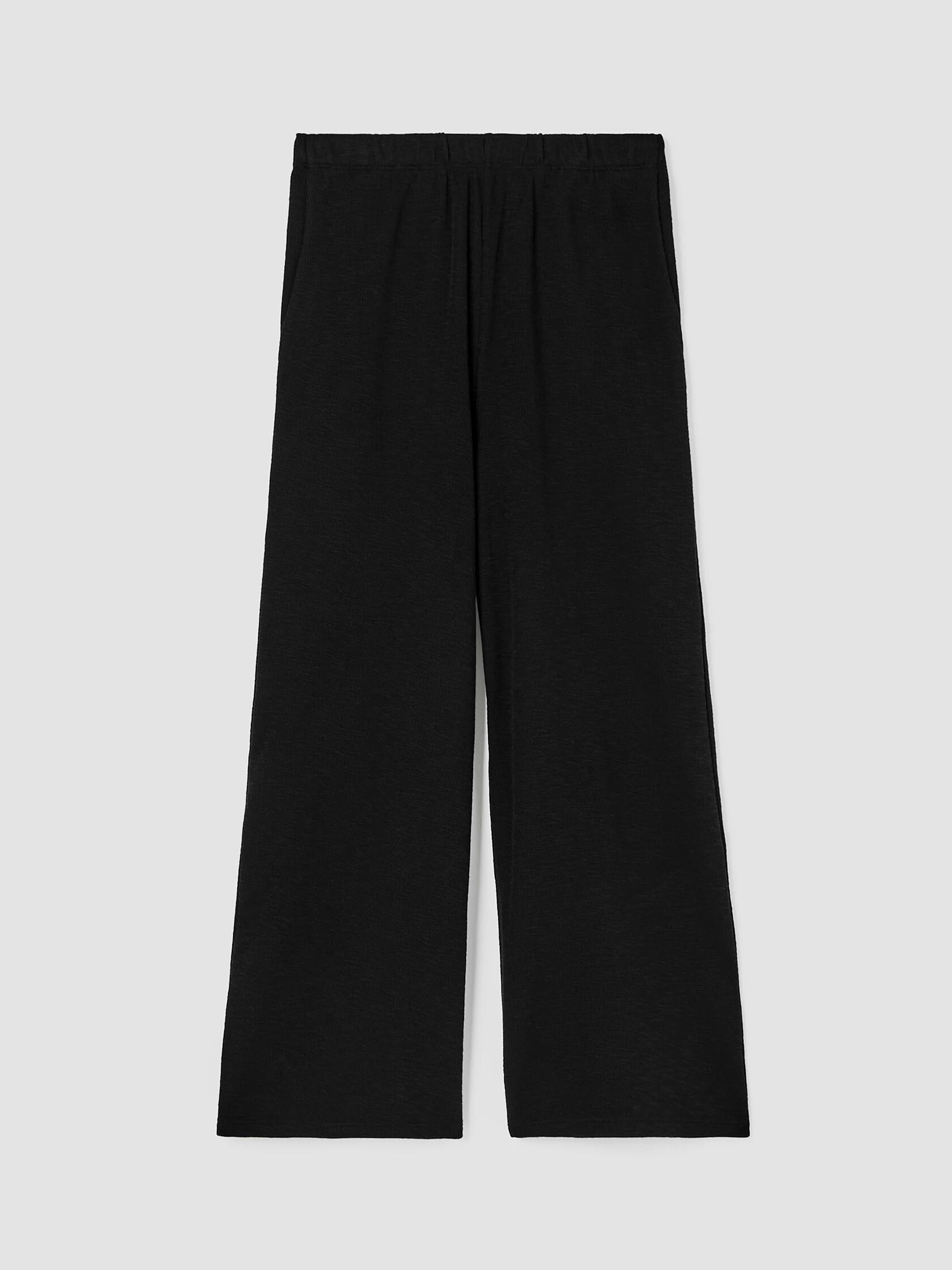 Organic Cotton Slubby Rib Knit Wide-Leg Pant