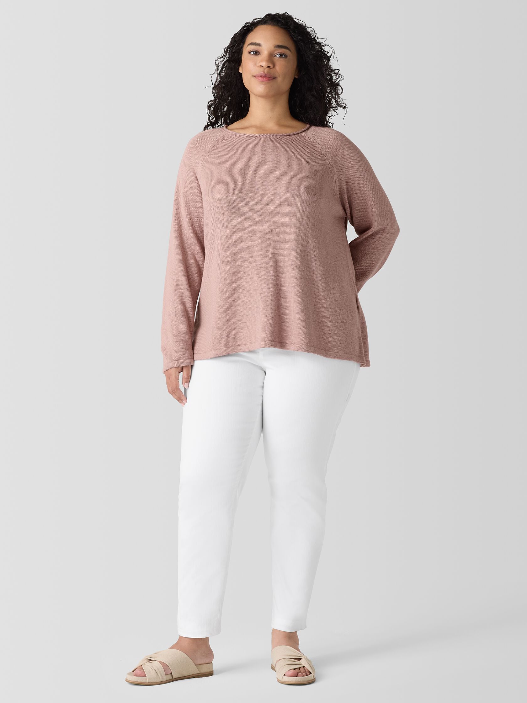 Peruvian Cotton Blend Crew Neck Top