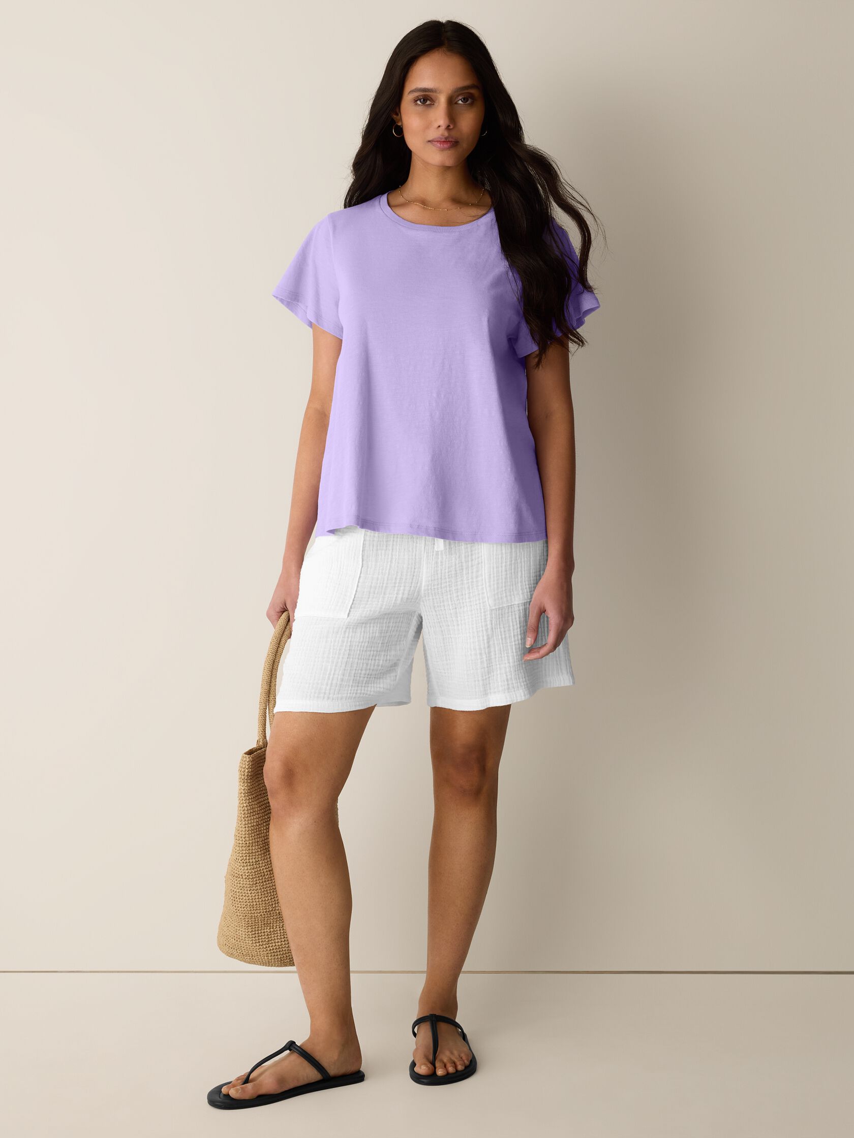 Organic Cotton Slubby Jersey Crew Neck Tee