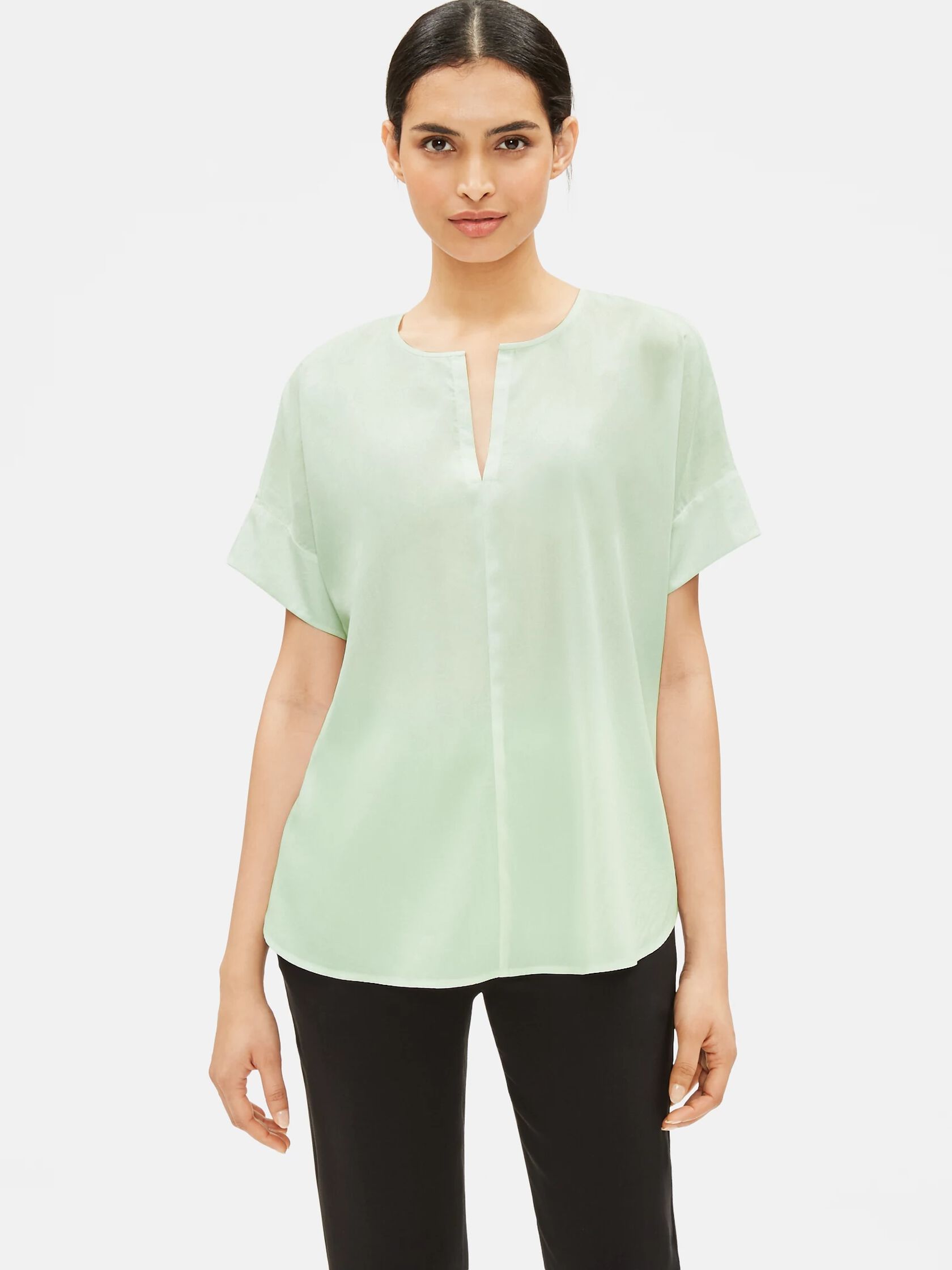 Sandwashed Tencel Short-Sleeve Box-Top