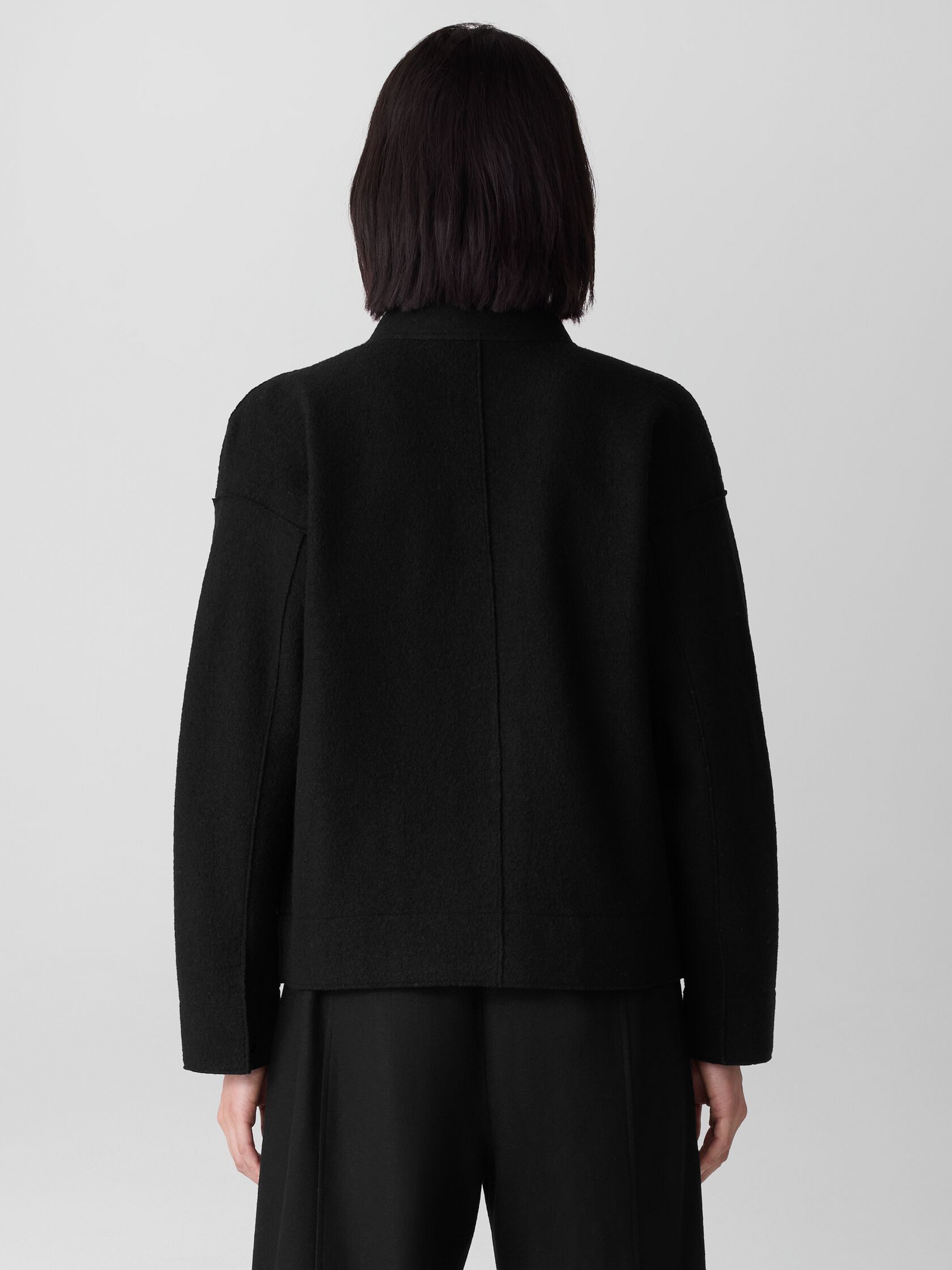 Lightweight Boiled Wool Stand Collar Jacket in Regenerative Wool