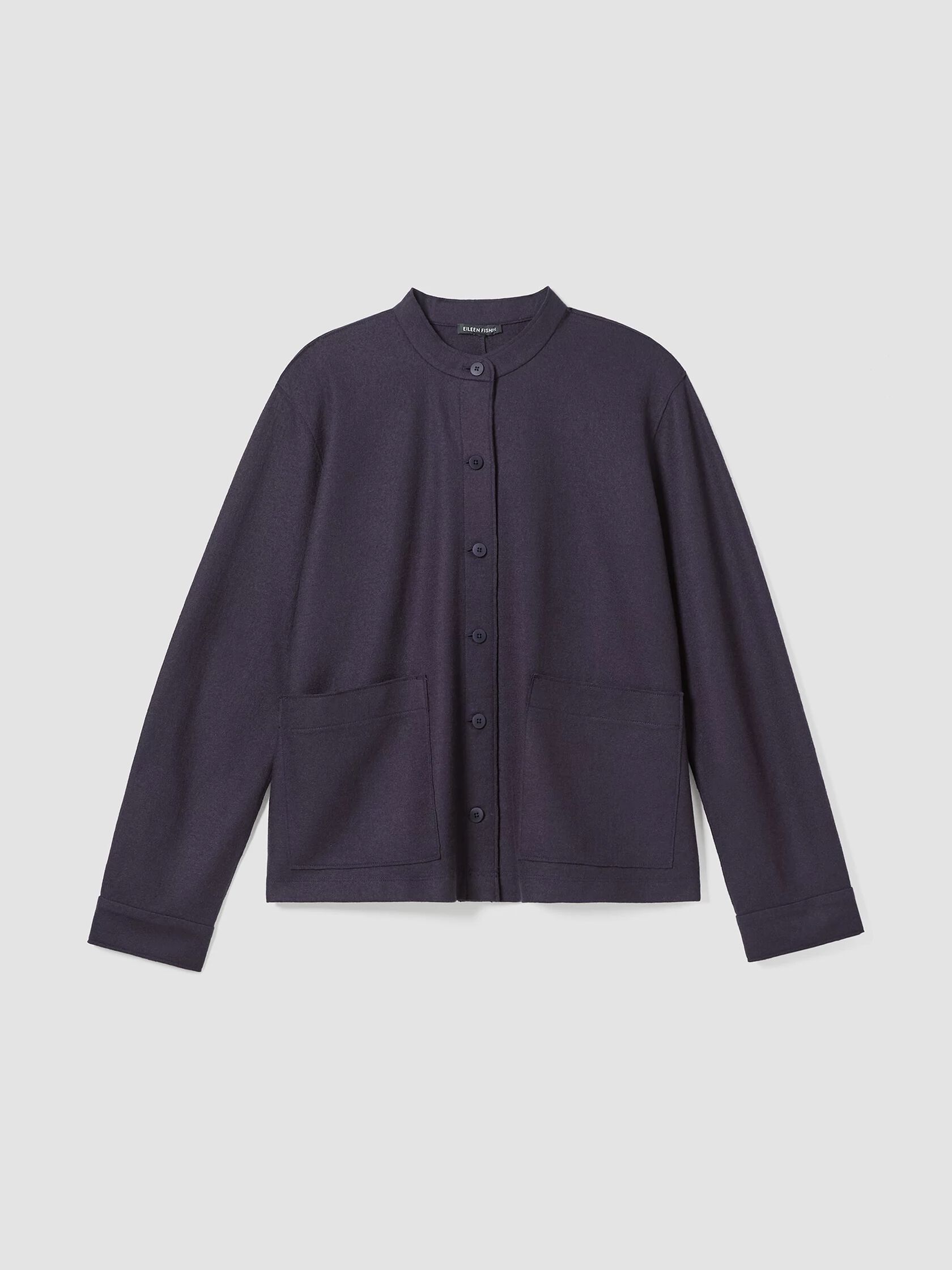 Boiled Wool Jersey Mandarin Collar Shirt Jacket