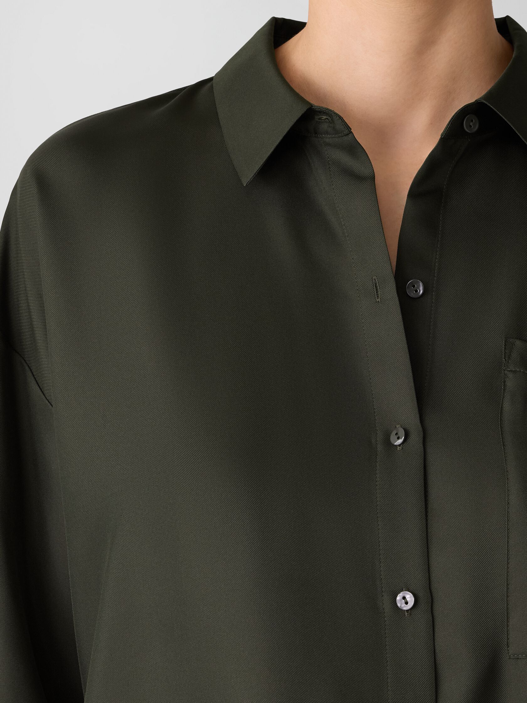Silk Twill Classic Collar Long Shirt