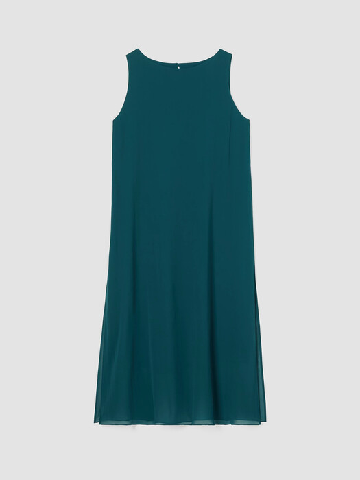 Sheer Silk Georgette Bateau Neck Dress