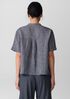 Puckered Organic Linen Band Collar Shirt