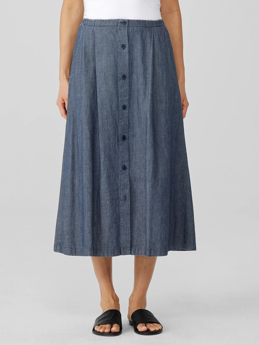 Airy Organic Cotton Twill A-Line Skirt