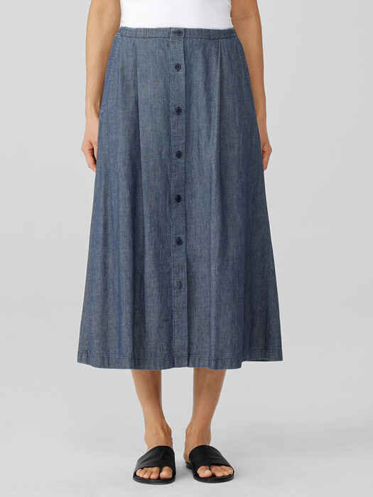 Airy Organic Cotton Twill A-Line Skirt