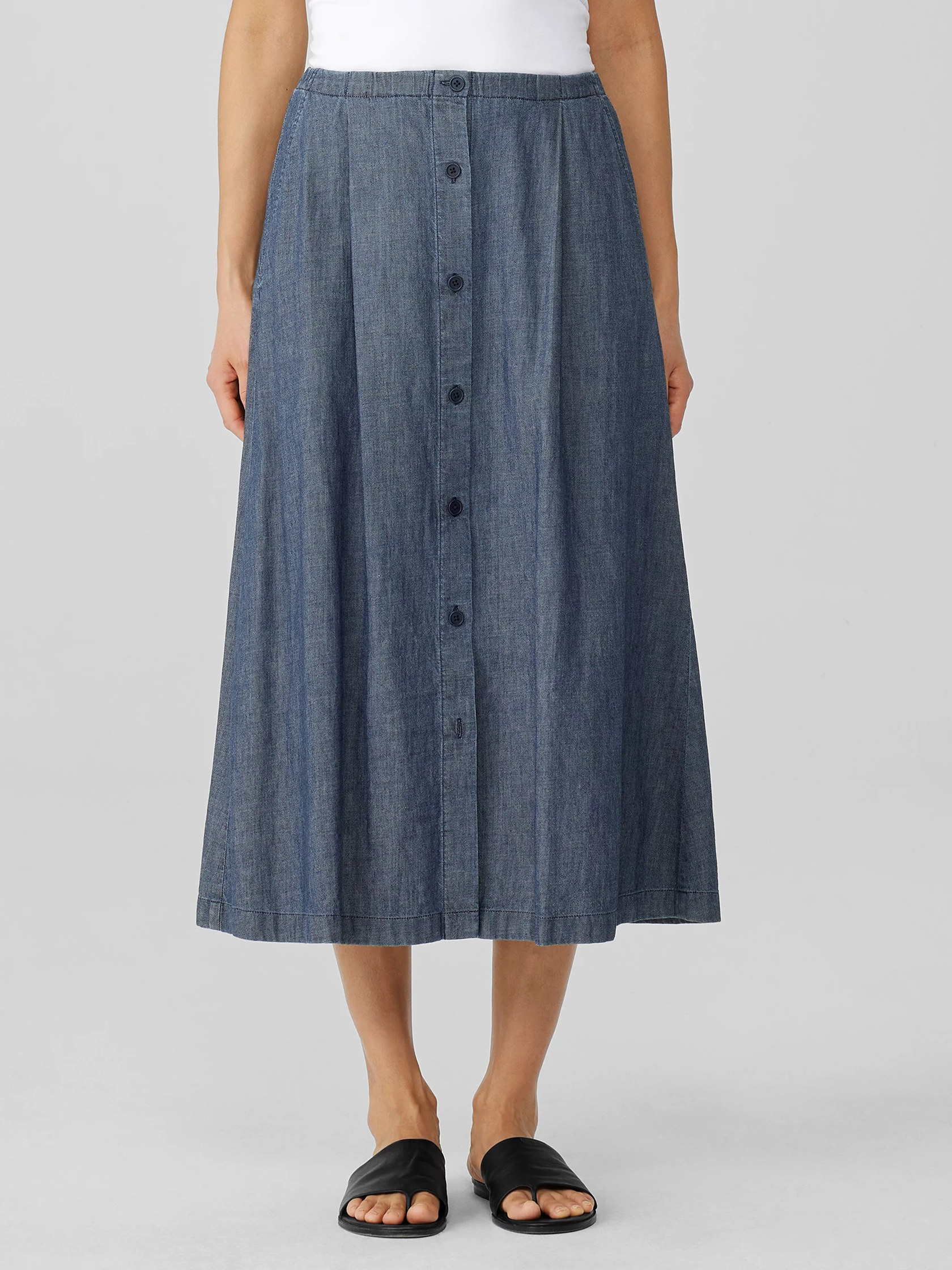 Airy Organic Cotton Twill A-Line Skirt