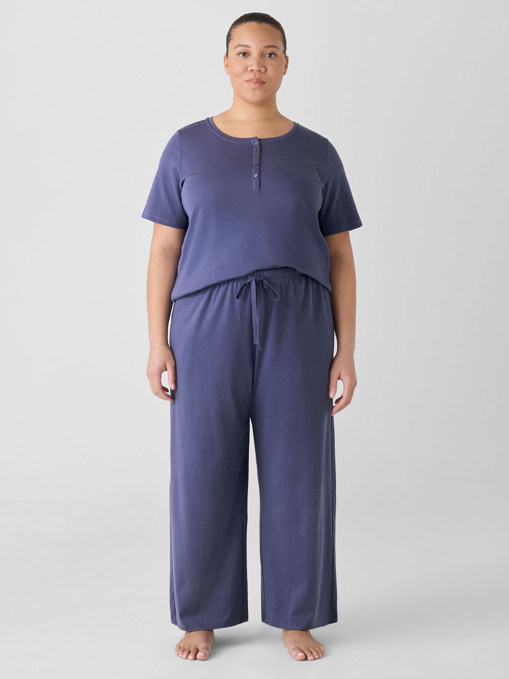 Organic Cotton Interlock Wide-Leg Sleep Pant