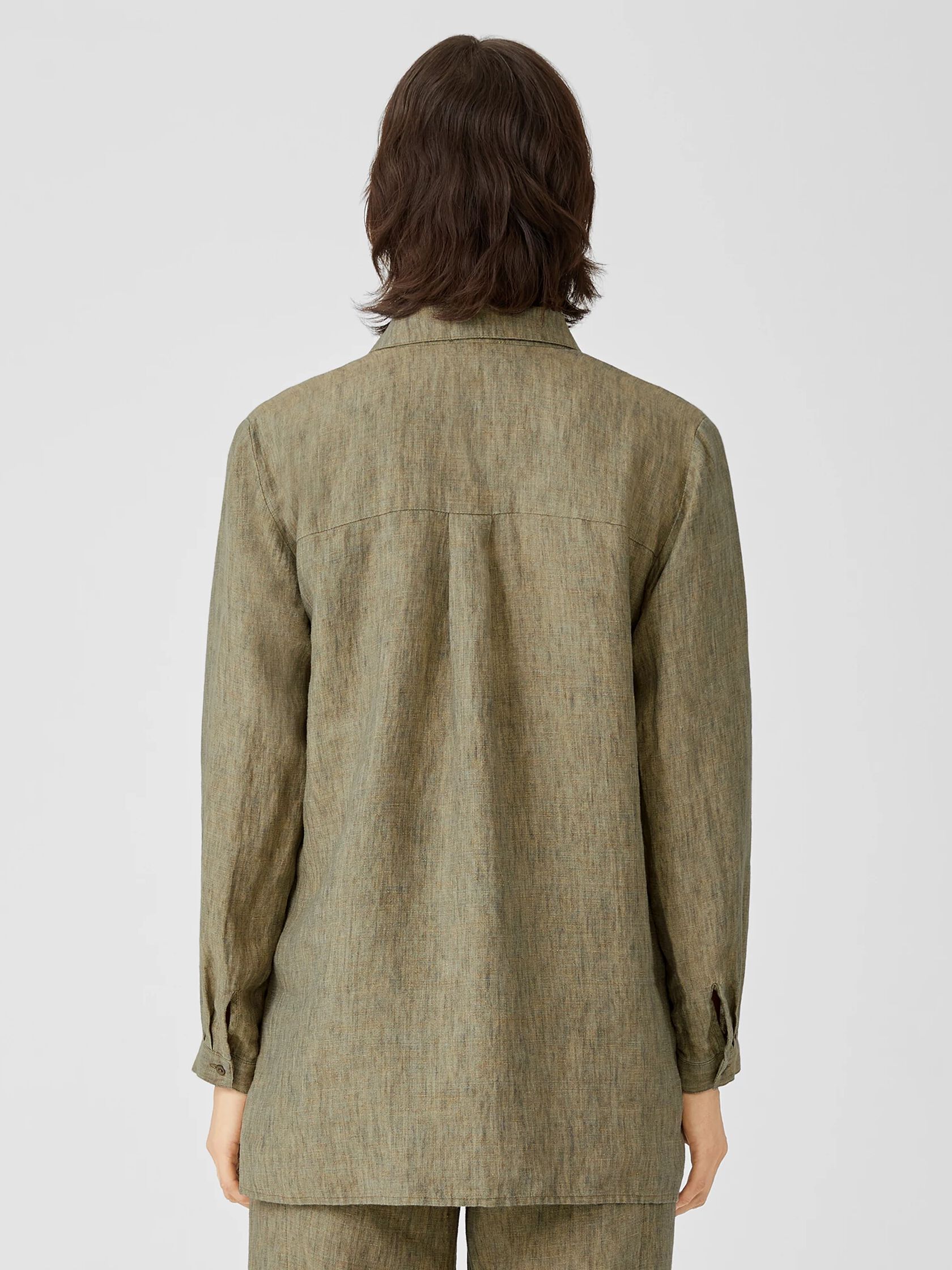 Washed Organic Linen Delave Classic Collar Shirt