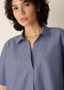 Striped Organic Cotton Poplin Split Neck Top