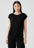 Organic Linen Jersey Shirred-Back Top