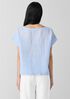 Puckered Organic Linen Stripe Ballet Neck Top
