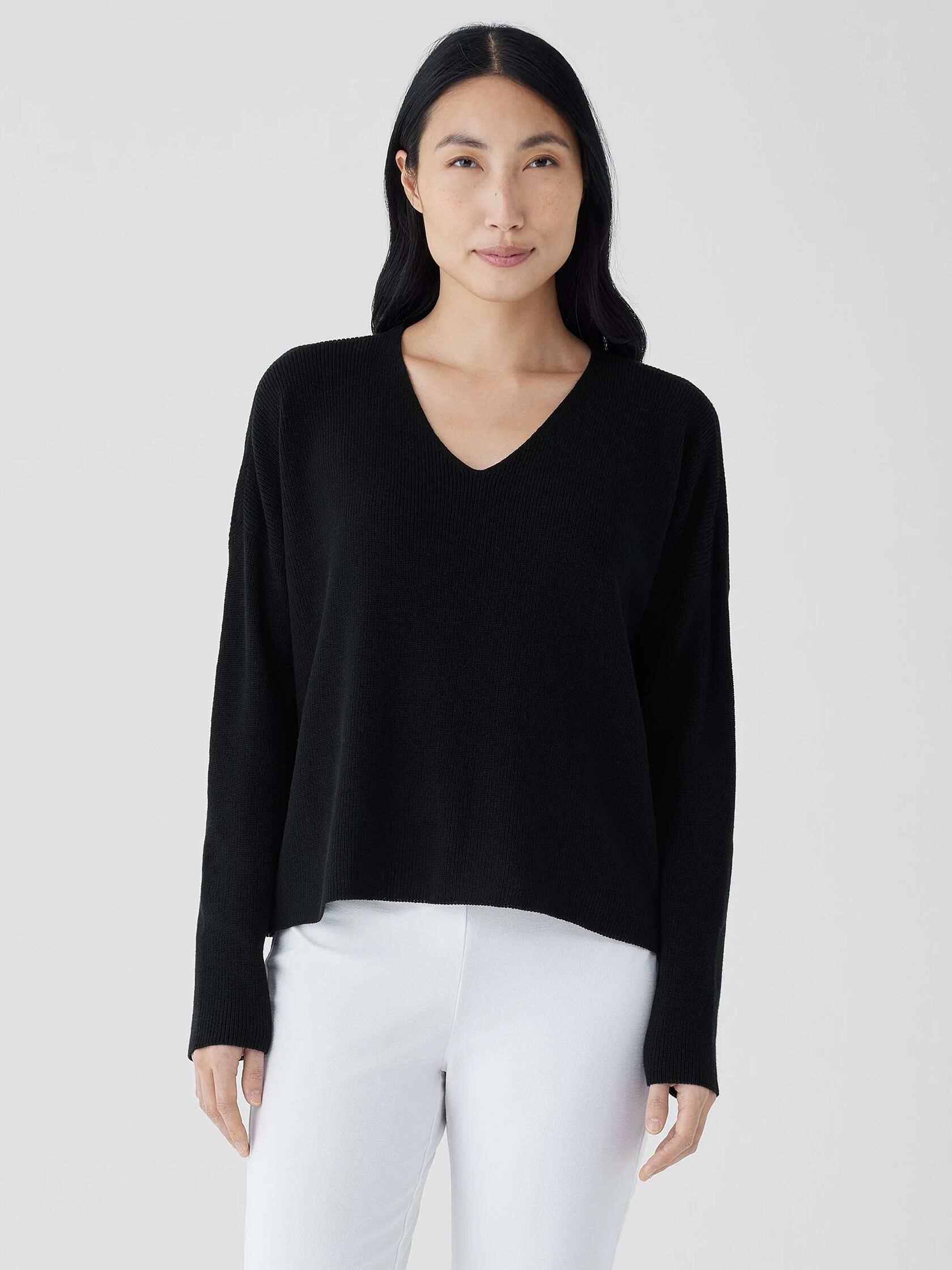 Peruvian Organic Cotton Crepe V-Neck Top