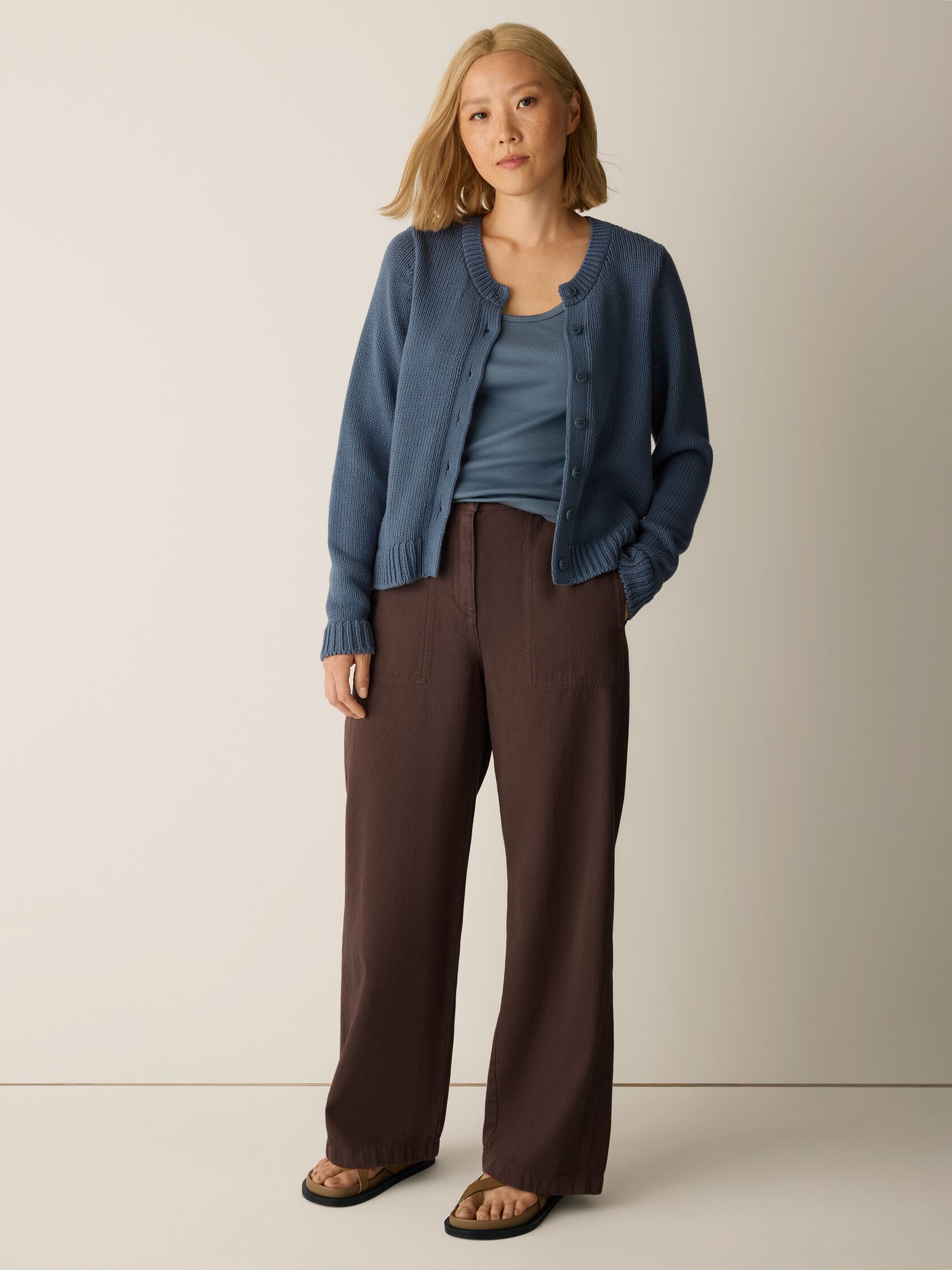 Garment-Dyed Utility Cotton Wide-Leg Pant