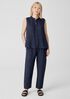 Puckered Organic Linen Sleeveless Shirt