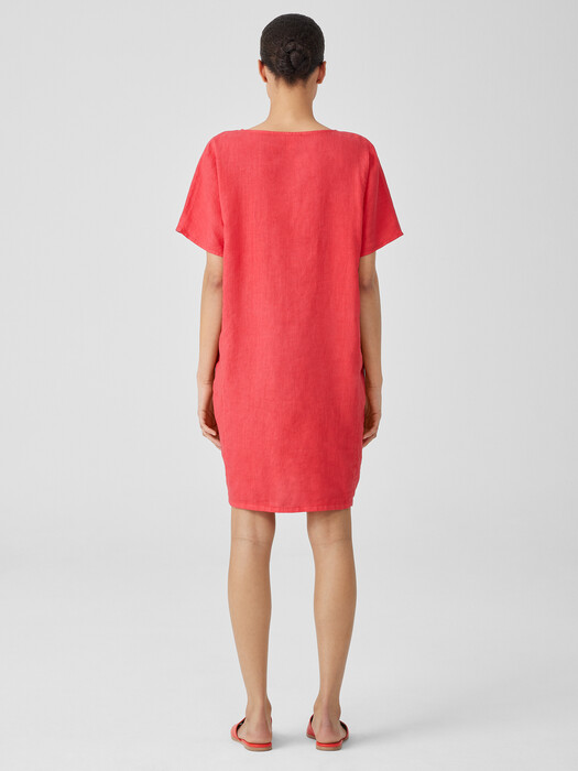 Garment-Dyed Organic Linen Ballet Neck Dress | EILEEN FISHER Garment-Dyed Organic Linen Ballet Neck Dress | EILEEN FISHER