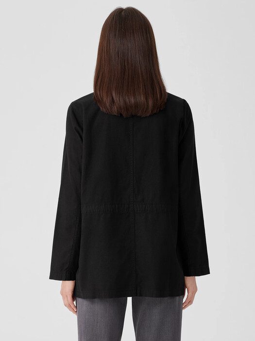 Cotton Hemp Stretch Stand Collar Jacket