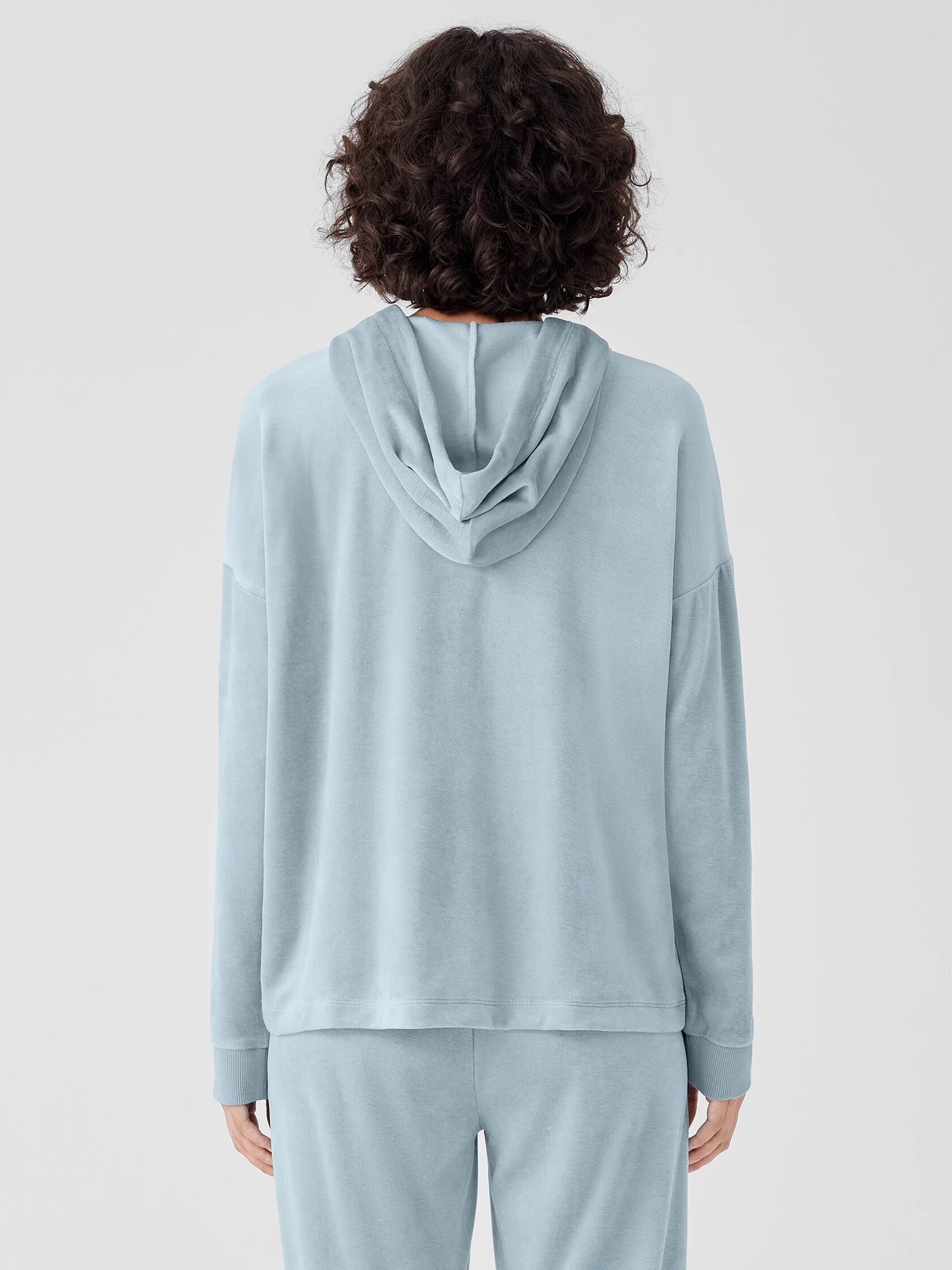 Cozy Velour Knit Hooded Top