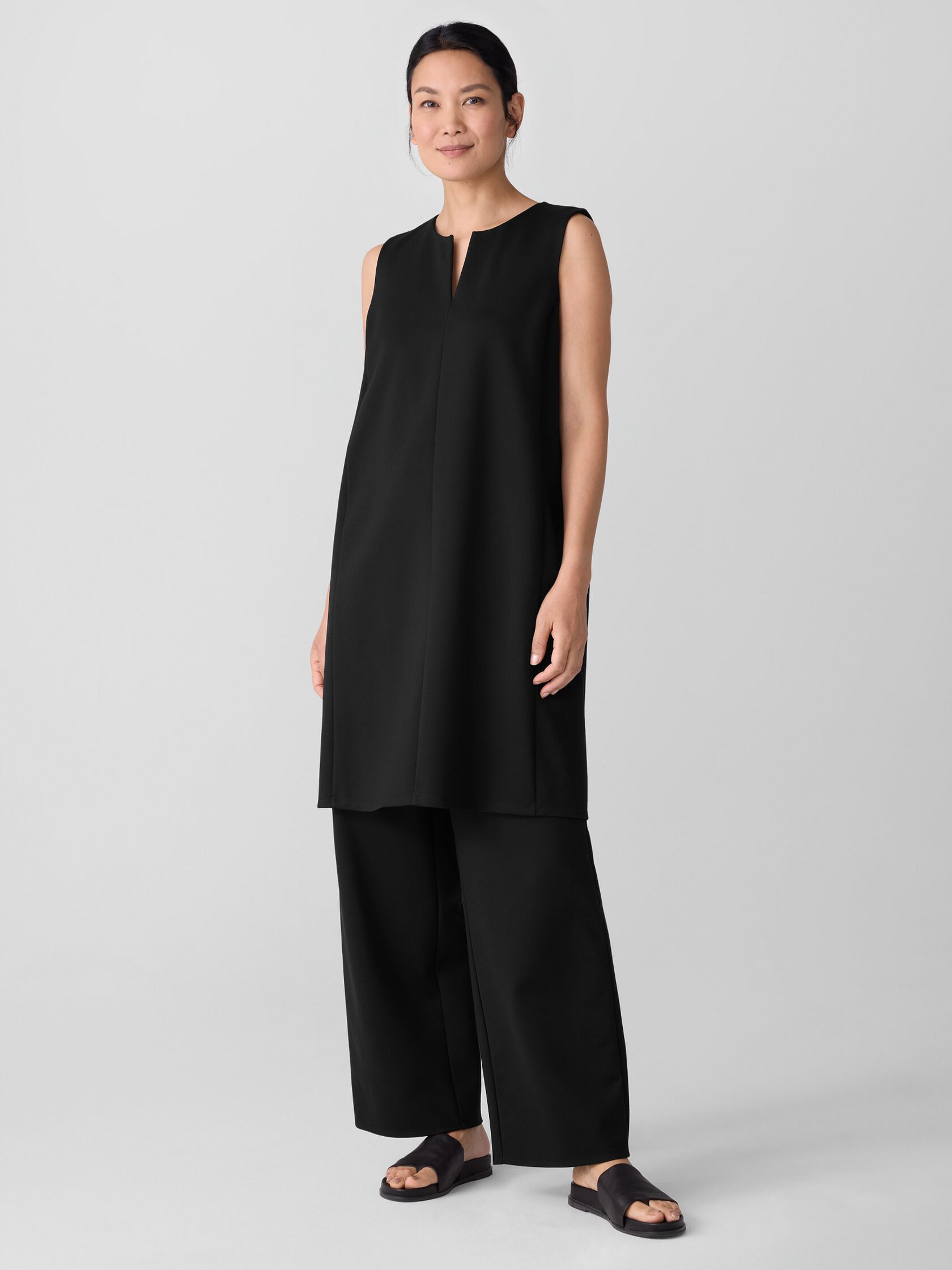 Lightweight Ponte Split Neck Dress