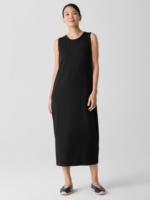 Stretch Jersey Knit Round Neck Dress