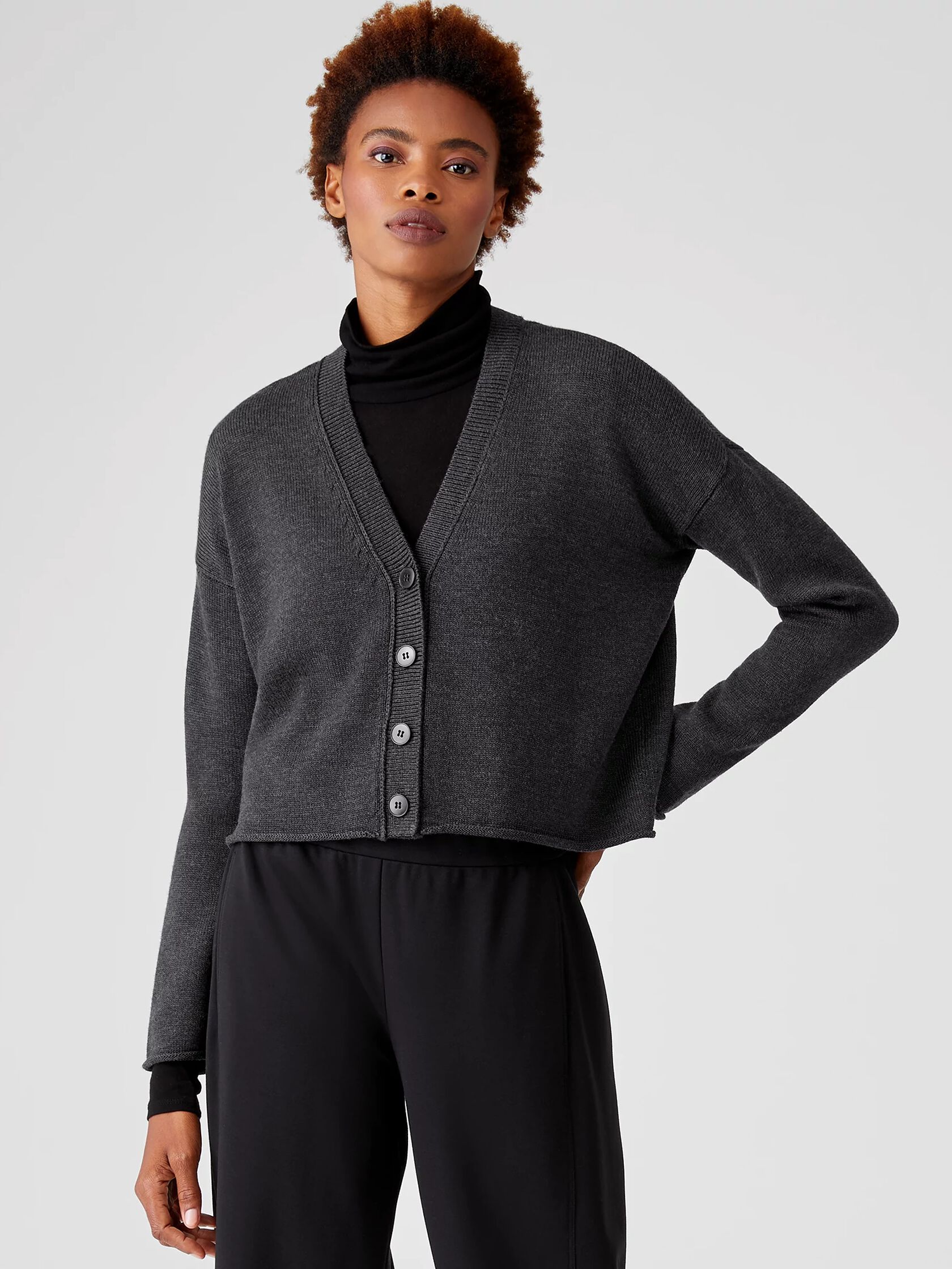 Merino Cropped Cardigan in Regenerative Wool