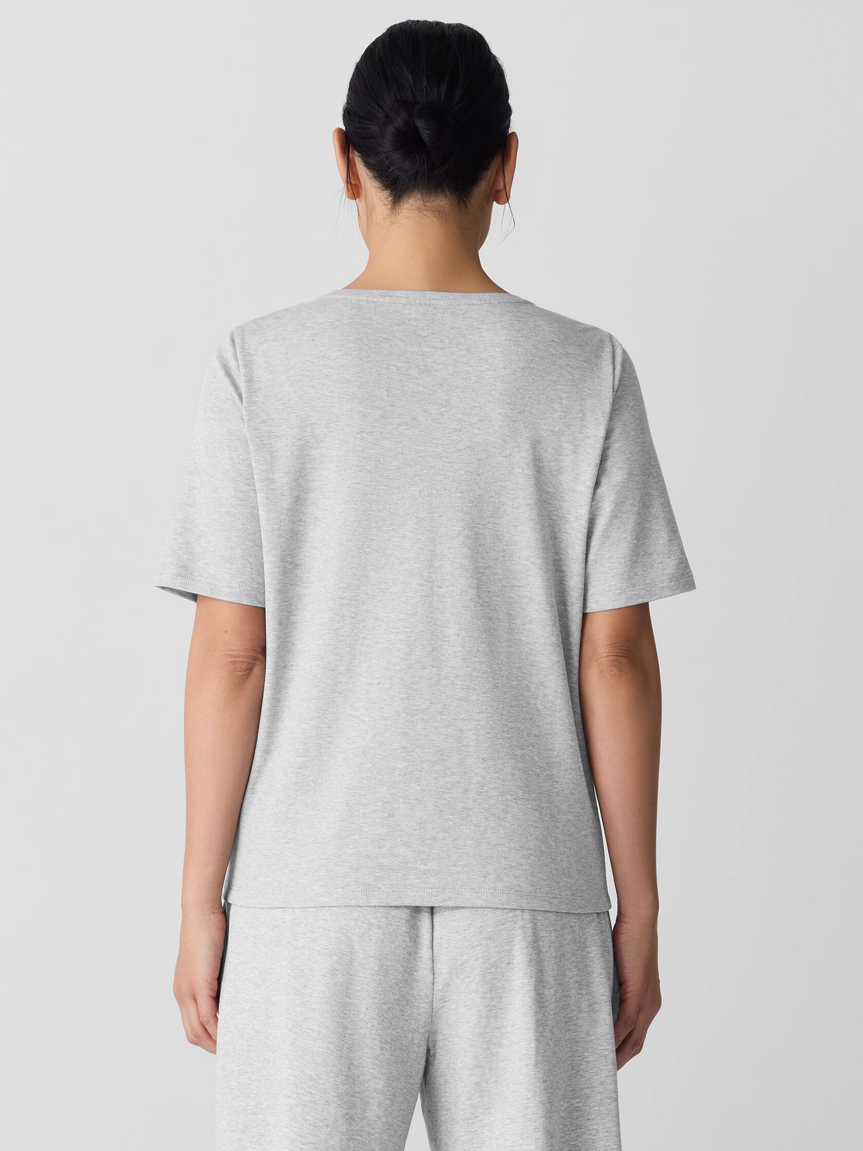 Mélange Organic Cotton Interlock Henley Sleep Top