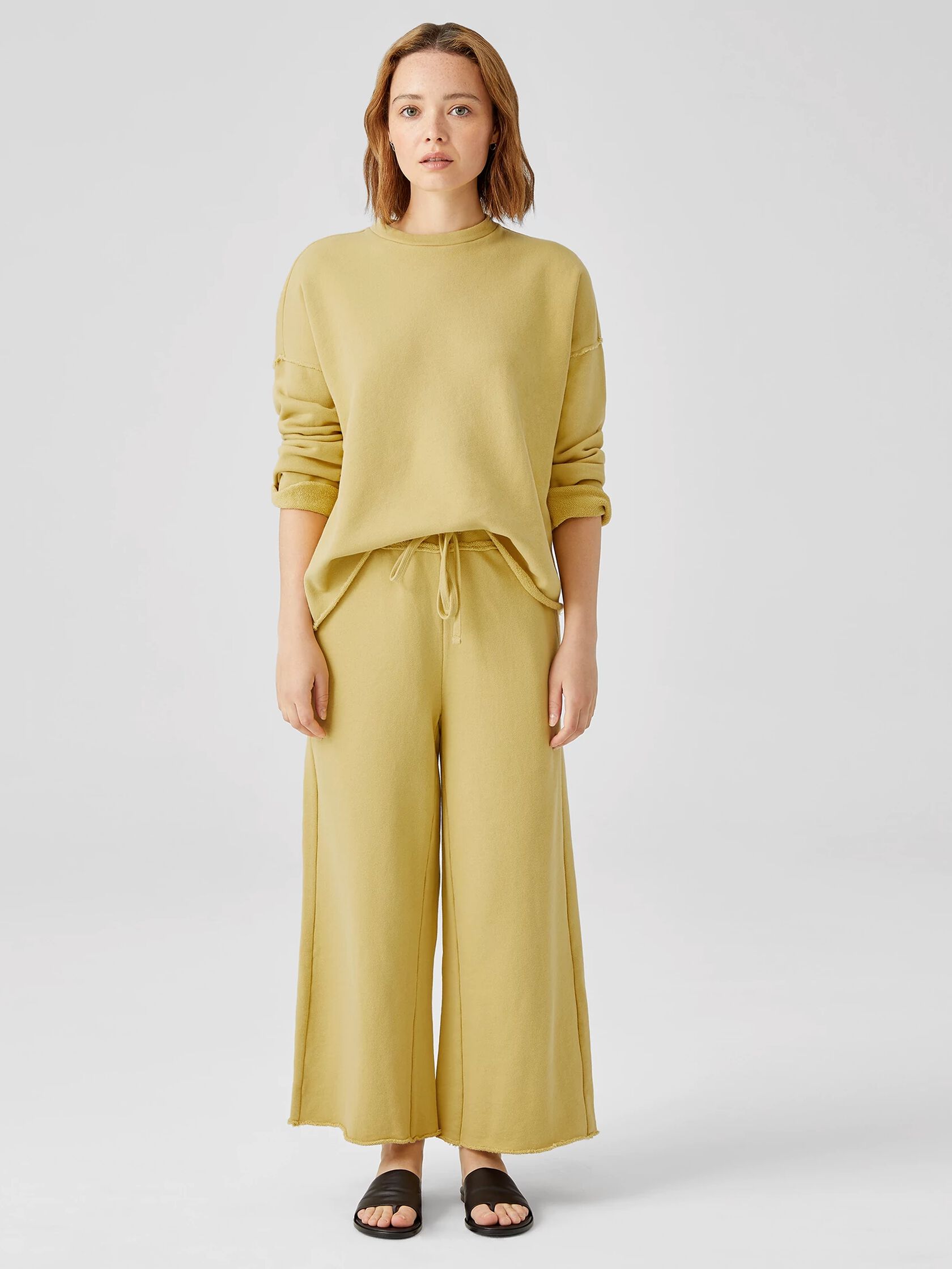 Organic Cotton French Terry Wide-Leg Pant