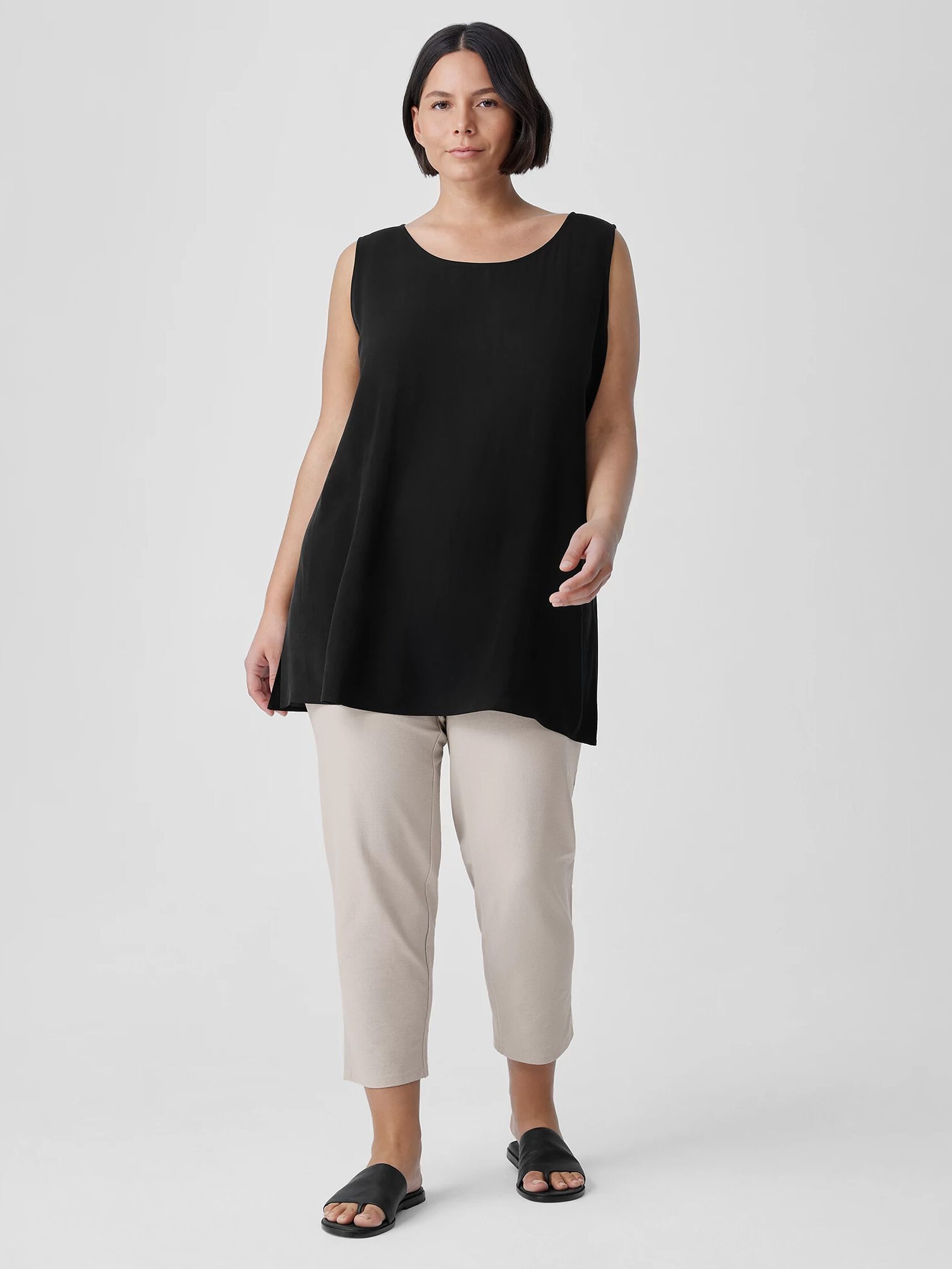 Washable Stretch Crepe Pant with Slits