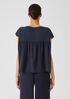 Silk Georgette Crepe Shirred-Back Top