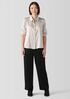 Striated Silk Satin Straight Pant