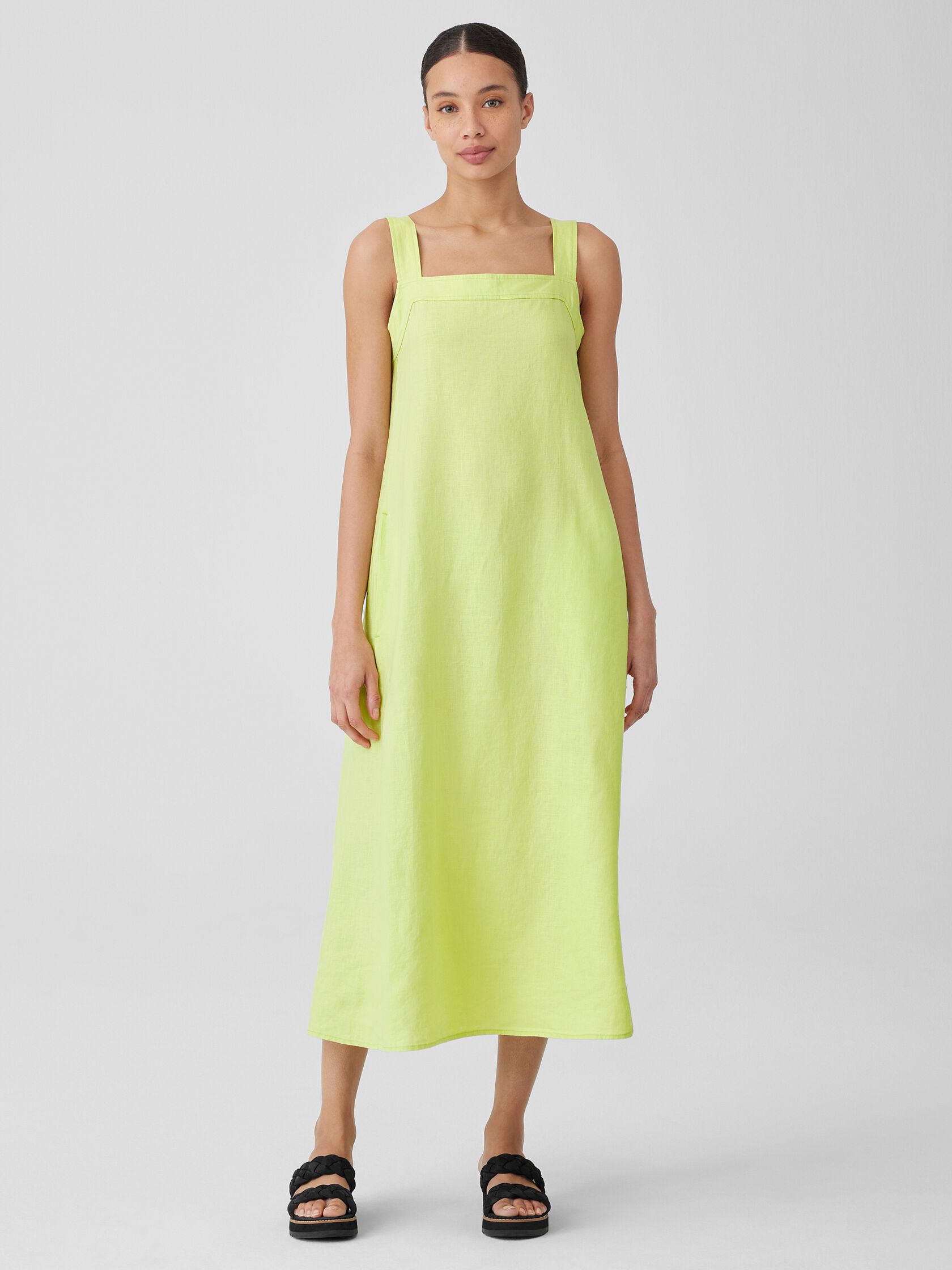 Organic Linen Square Neck Dress