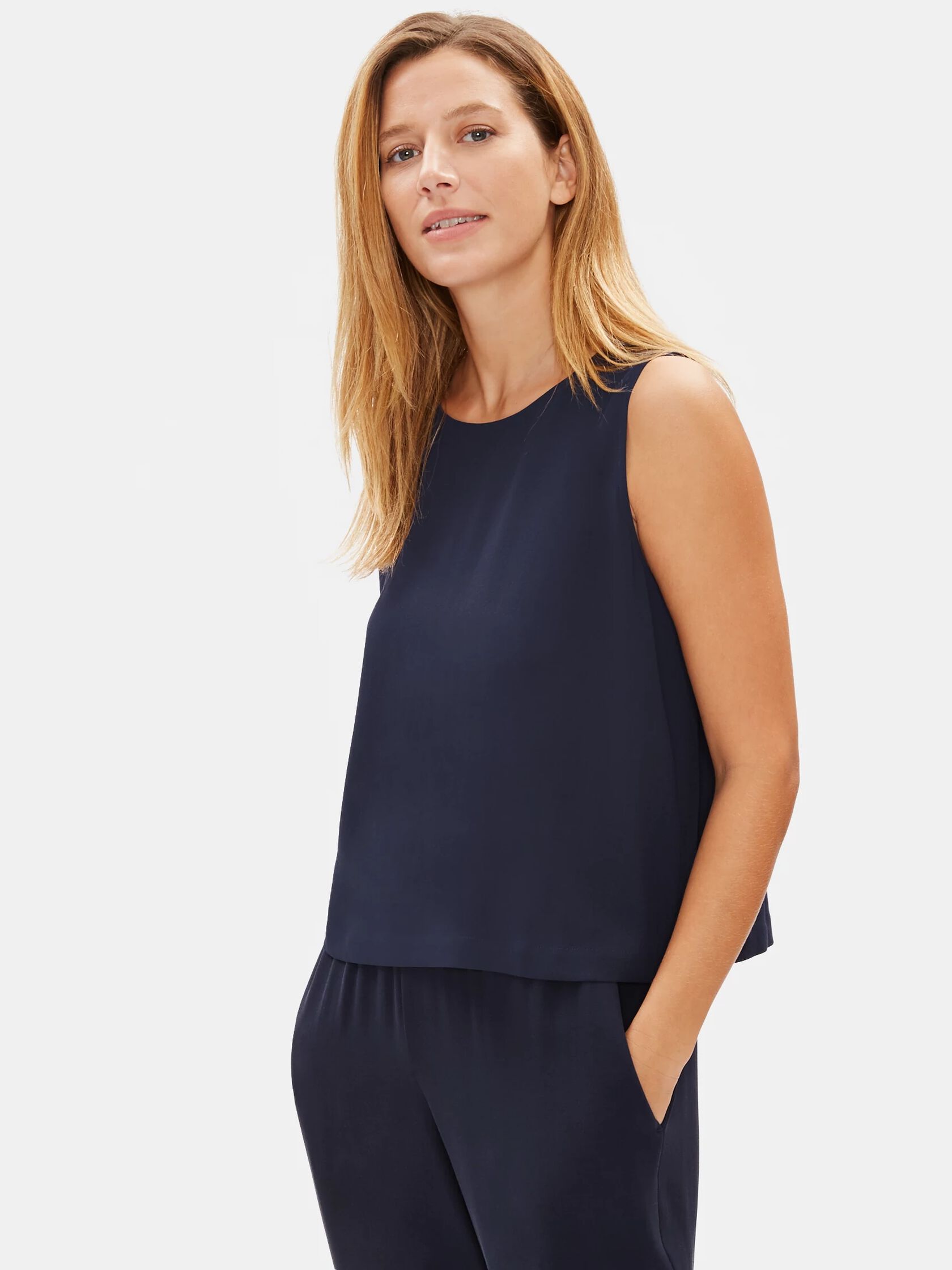 System Silk Georgette Crepe Boxy Shell