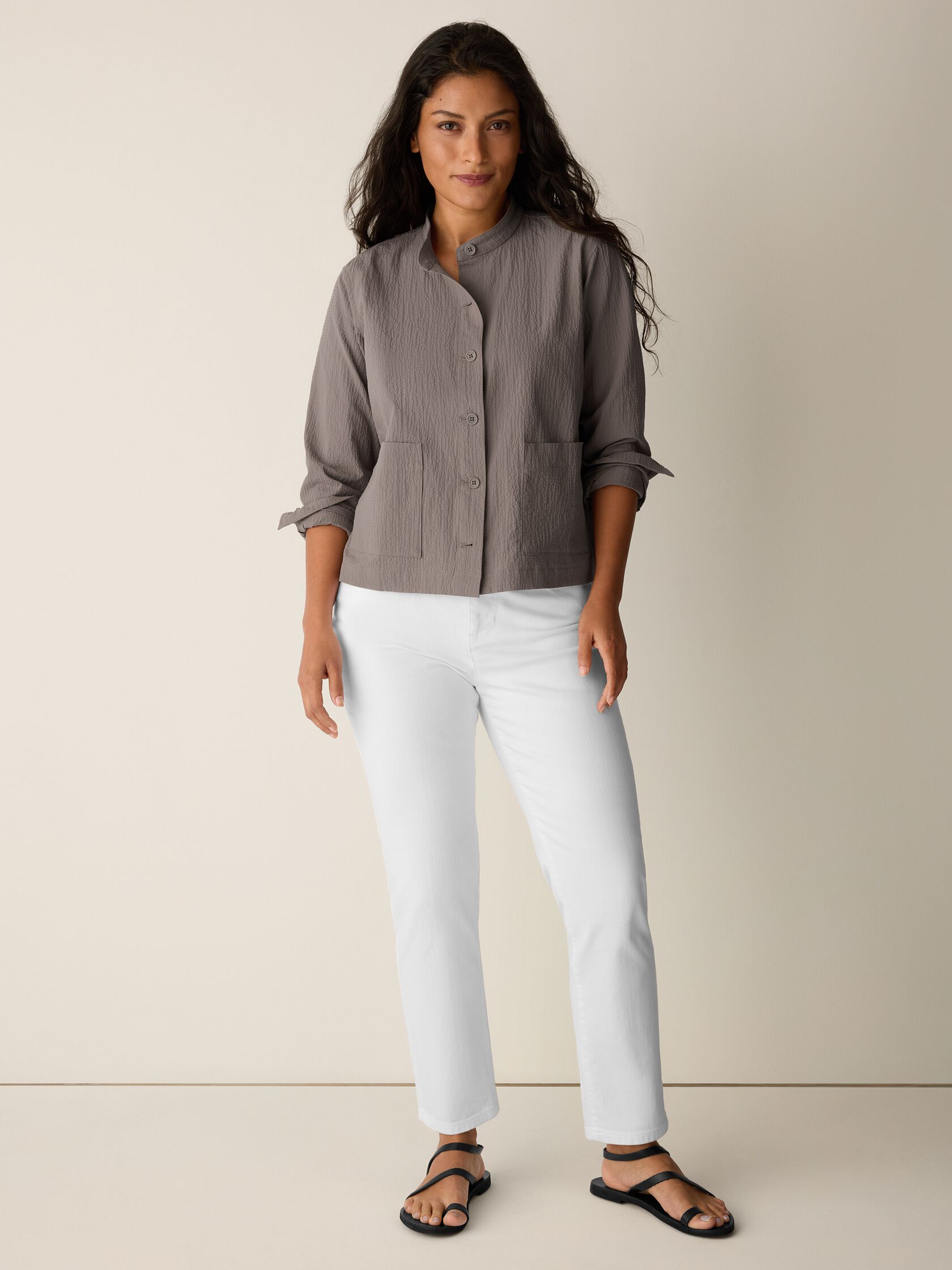 Organic Cotton Pucker Shirt Jacket