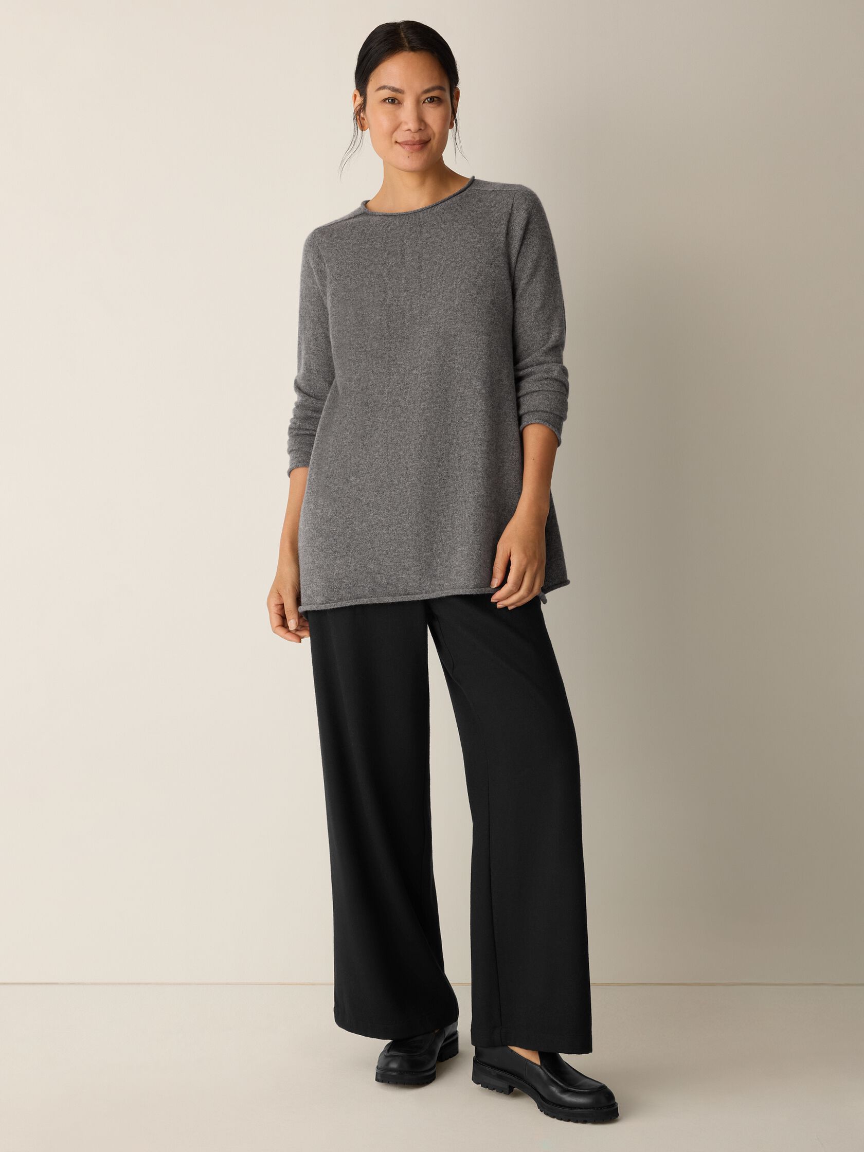 Italian Cashmere Crew Neck Long Top