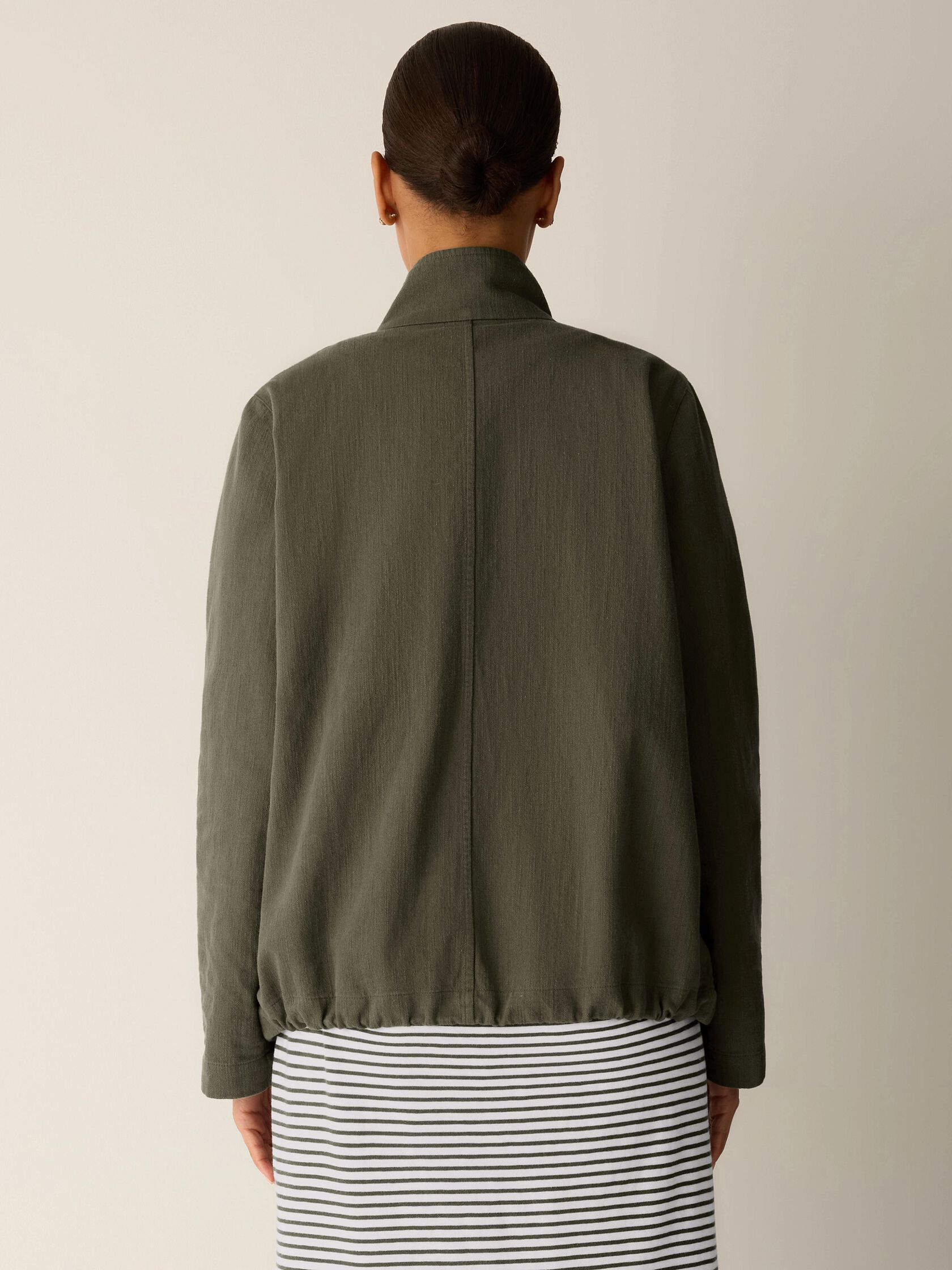 Slubby Organic Cotton Linen High Collar Jacket