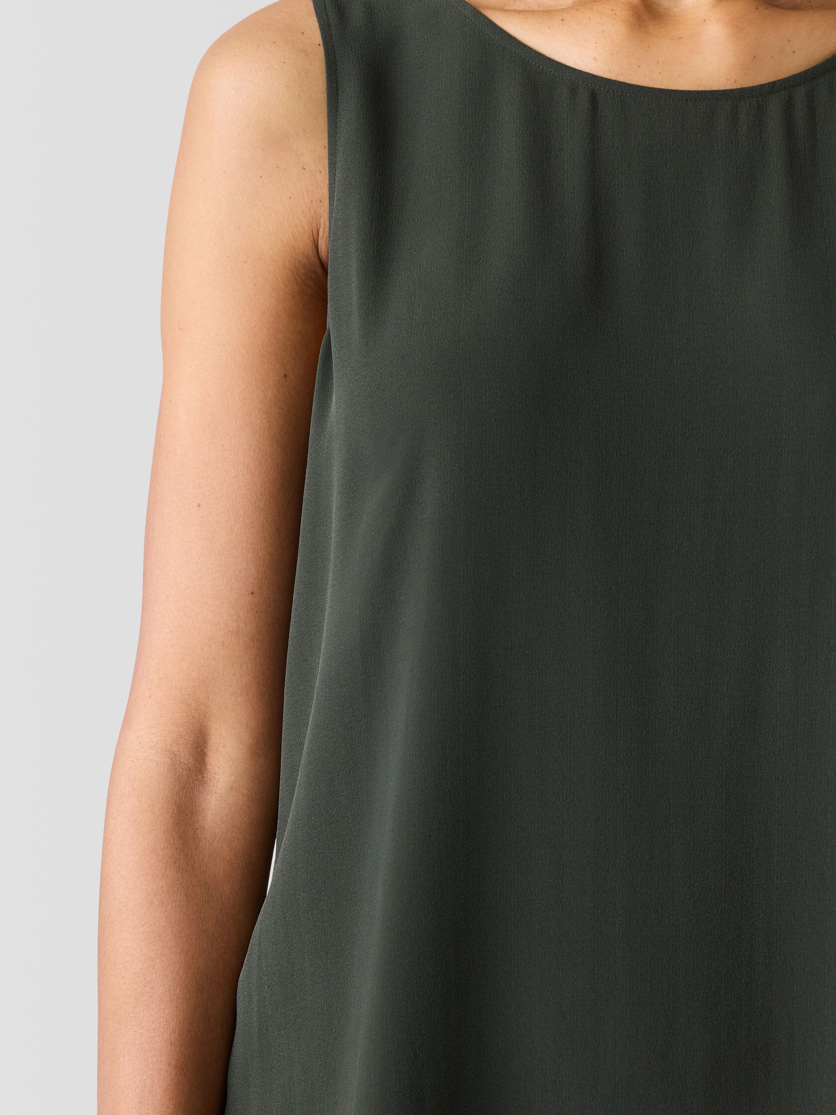Silk Georgette Crepe Ballet Neck Long Tank