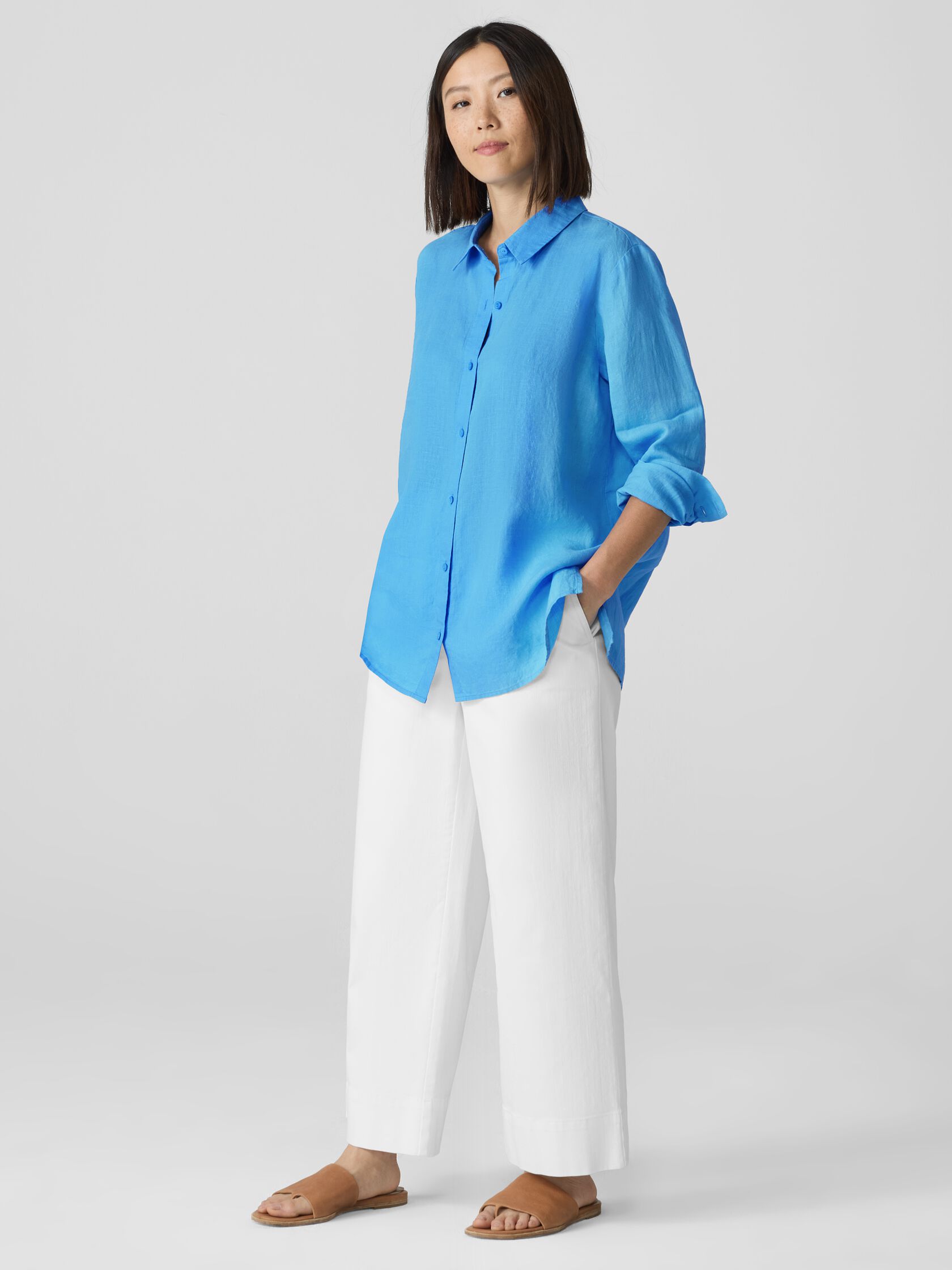 Organic Handkerchief Linen Classic Collar Shirt