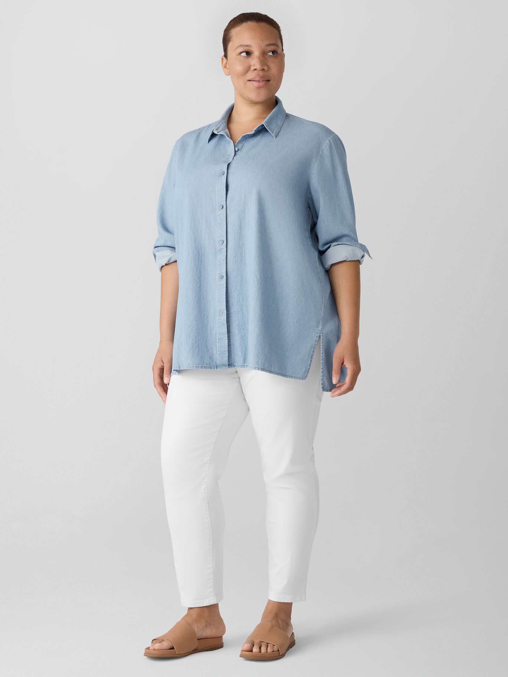 Airy Organic Cotton Twill Classic Collar Shirt