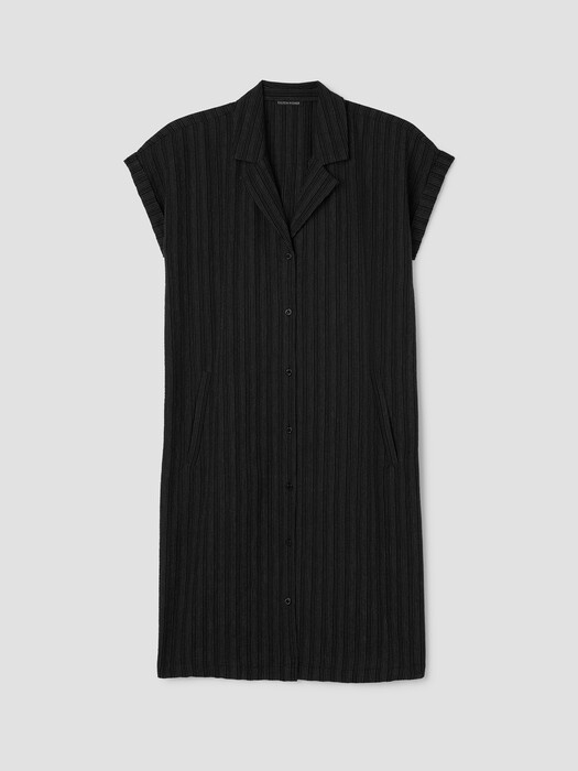 Cotton Blend Stripe Stitch Shirtdress