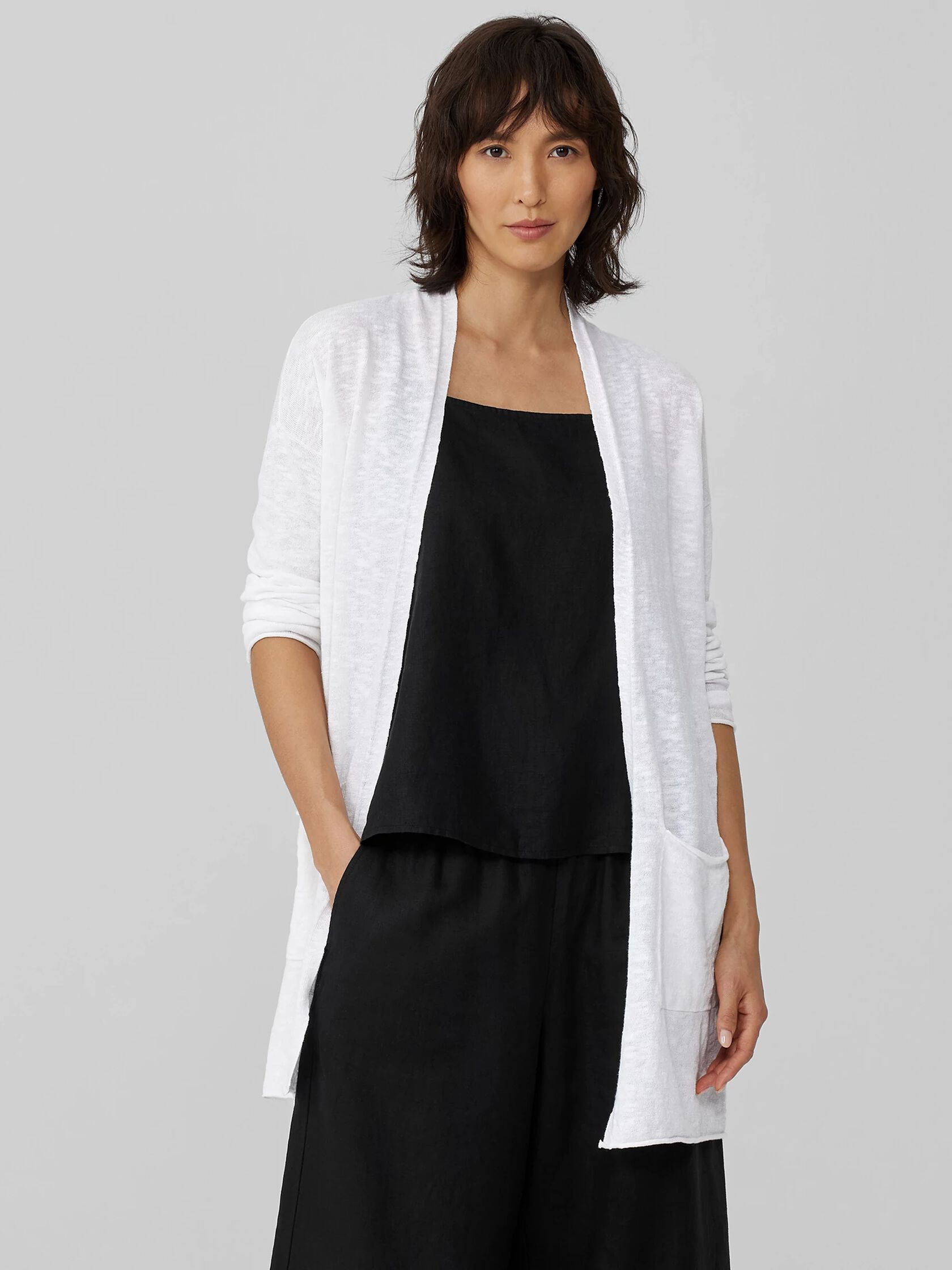 Organic Cotton Linen Slub Long Cardigan